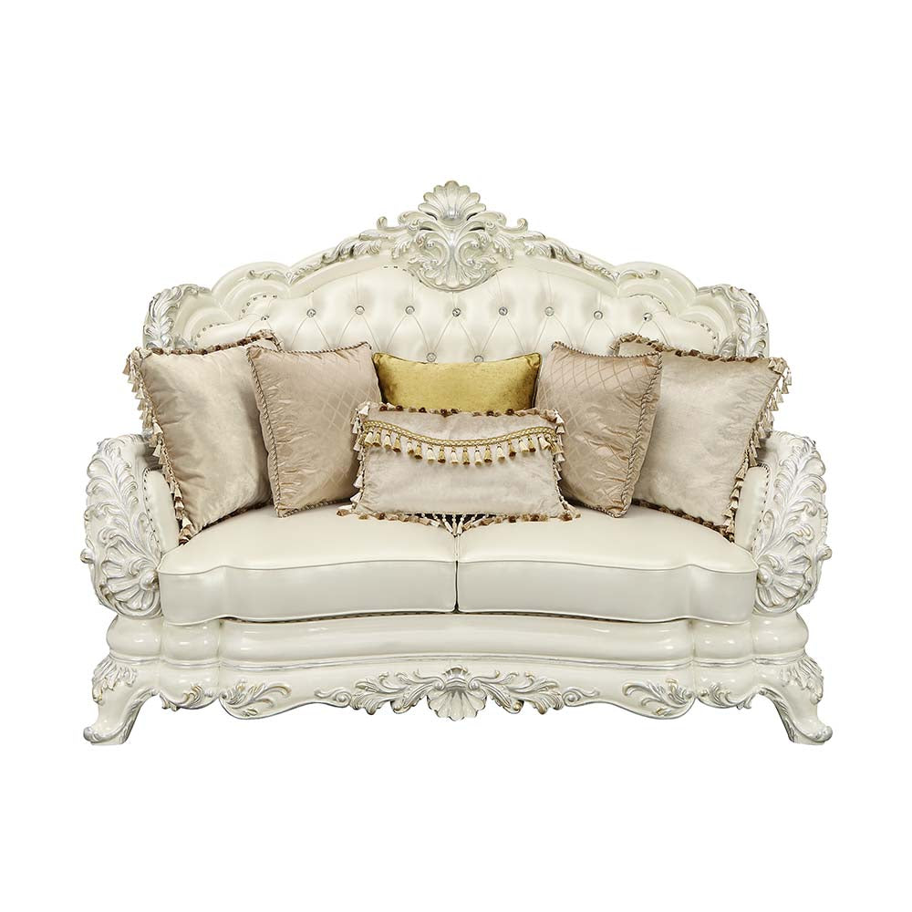 Adara Antique White Loveseat - Ornate Home
