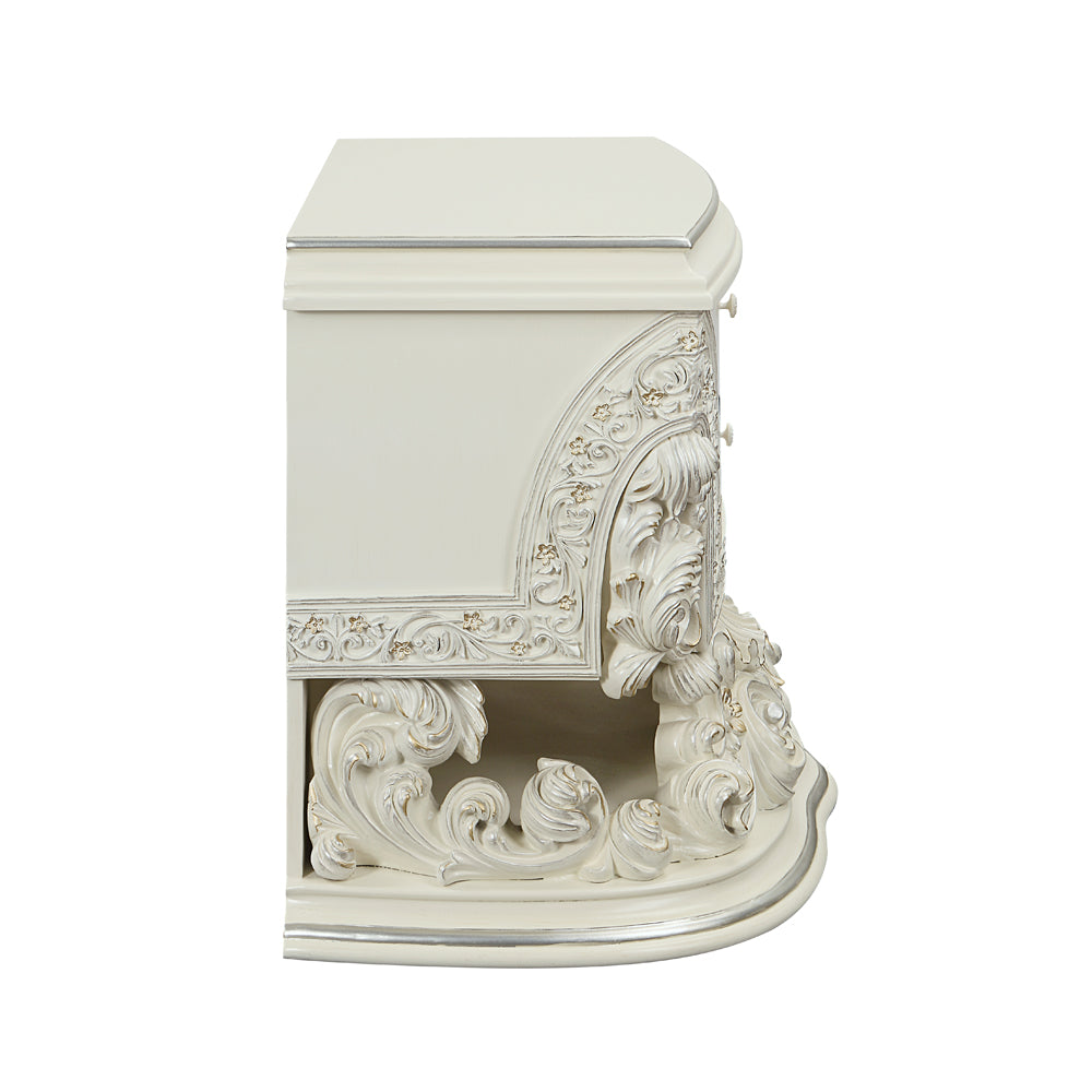 Adara Antique White Nightstand - Ornate Home