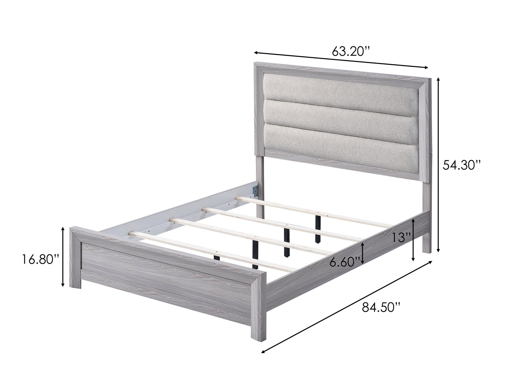 Adelaide Driftwood King Upholstered Panel Bed - Ornate Home