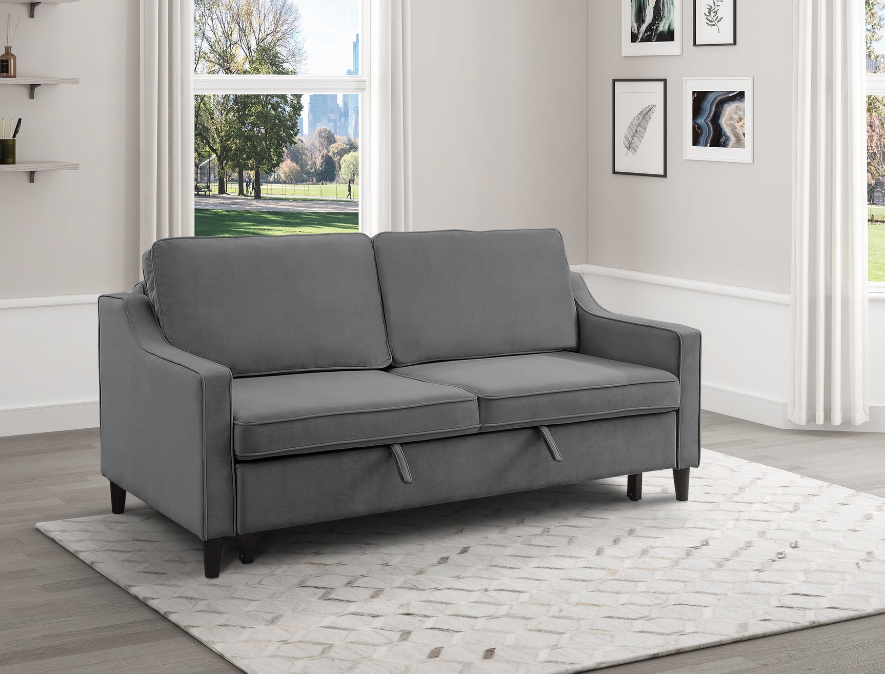 Adelia Dark Gray Studio Sofa with Pull-out Bed - Ornate Home