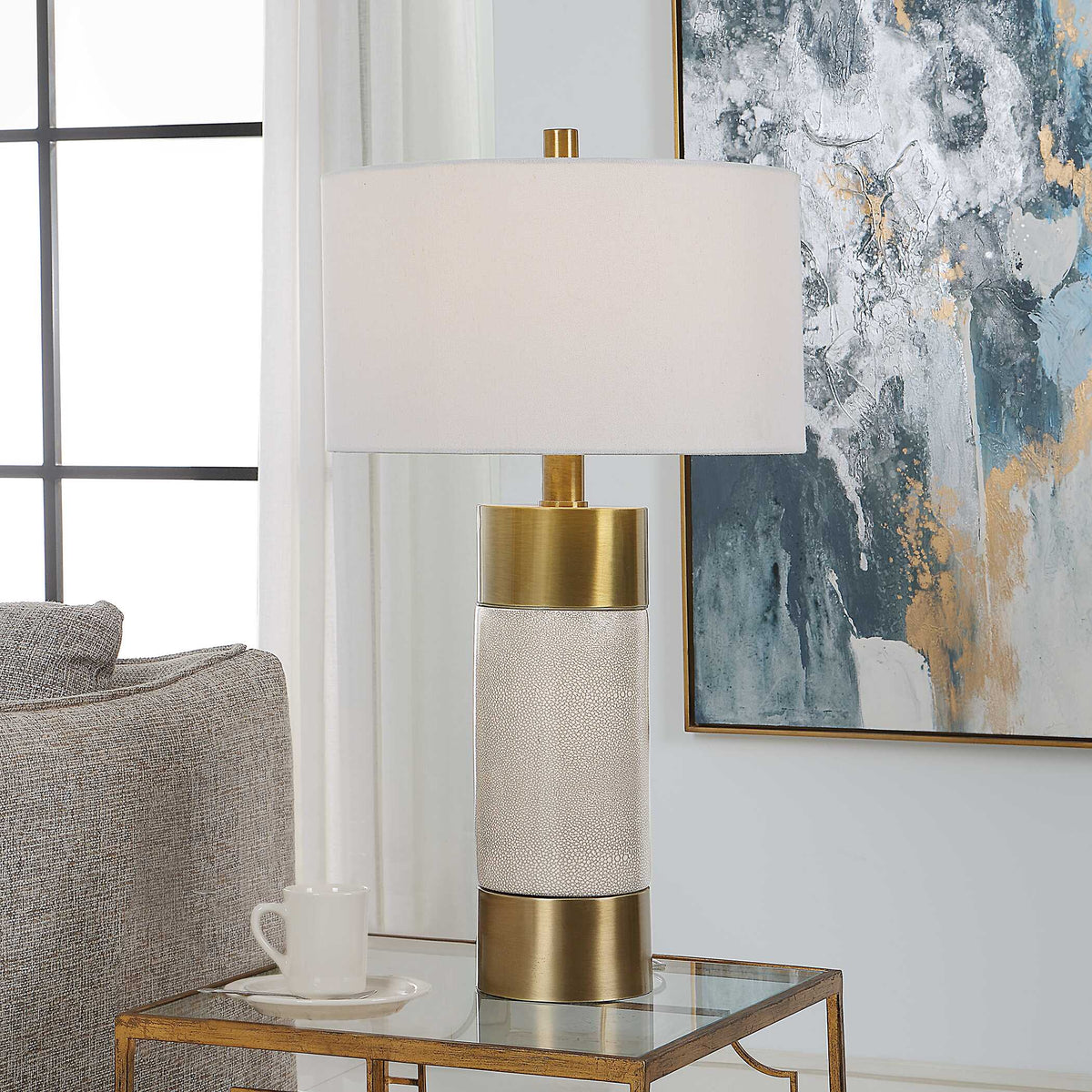 Adelia Ivory/Brass Table Lamp - Ornate Home