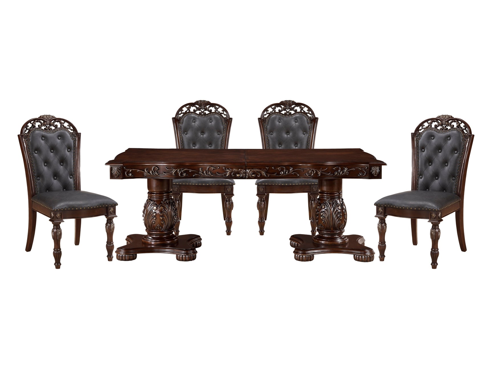 Adelina Cherry/Brown 5-Piece Dining Table Set - Ornate Home