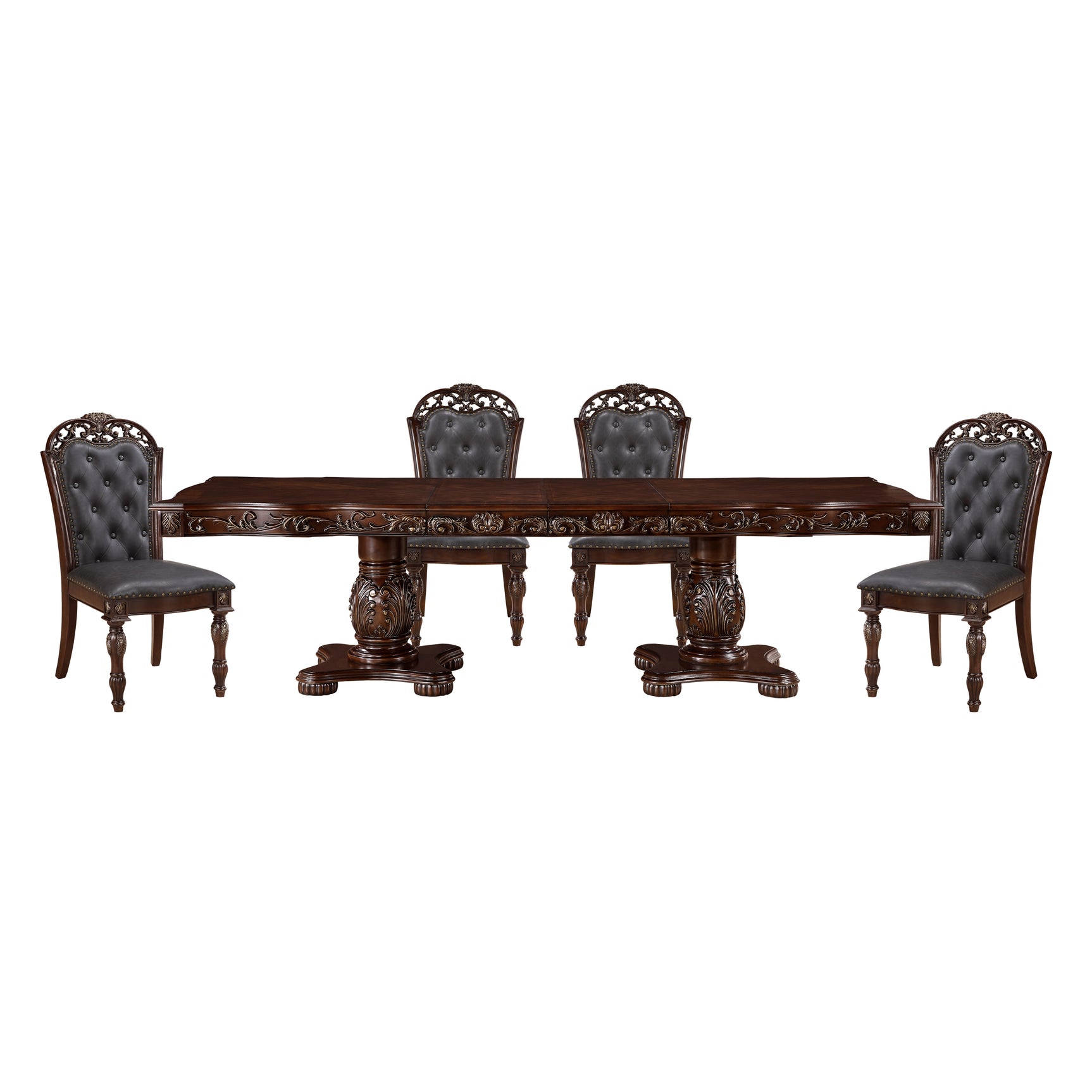 Adelina Cherry/Brown 5-Piece Dining Table Set - Ornate Home