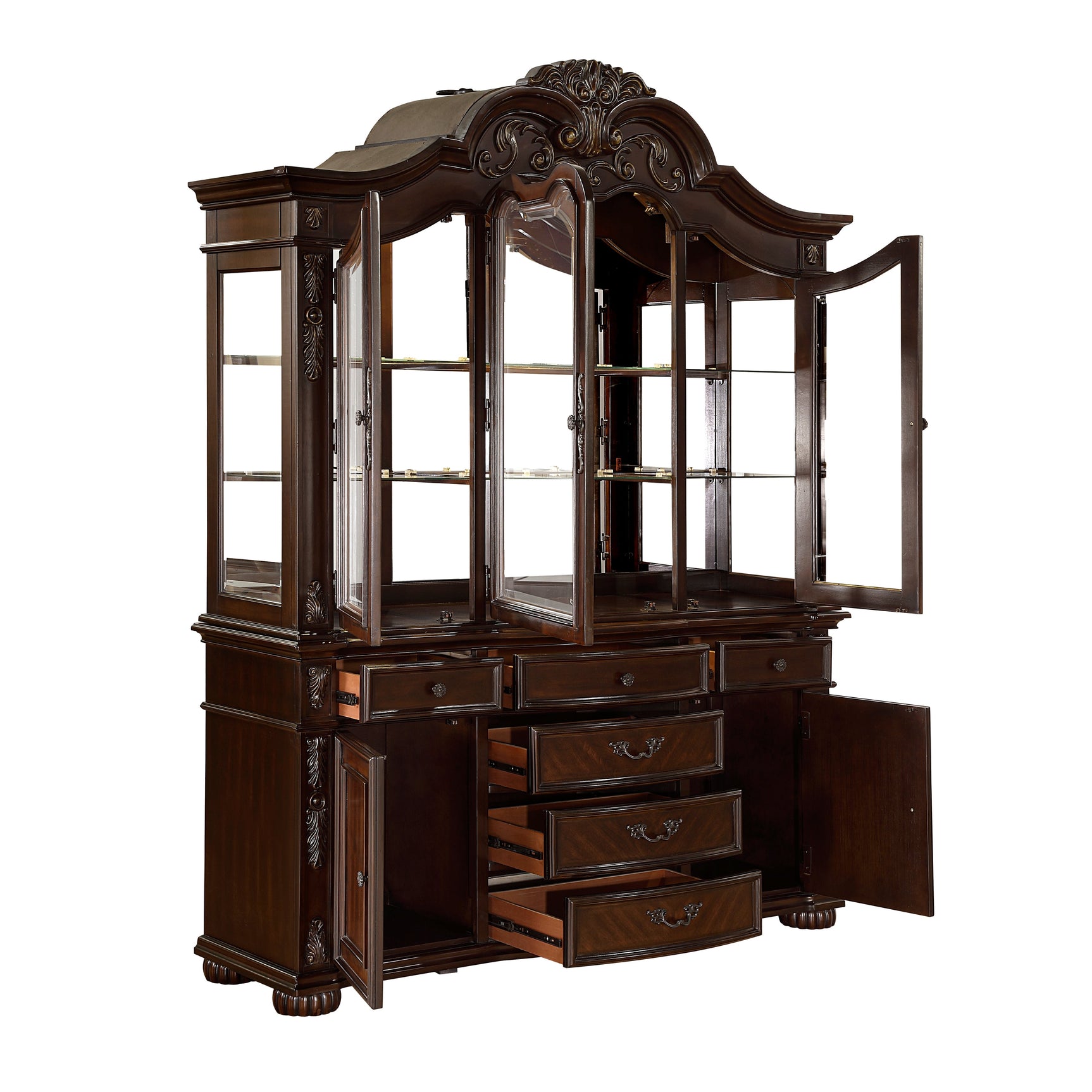 Adelina Cherry Buffet & Hutch - Ornate Home