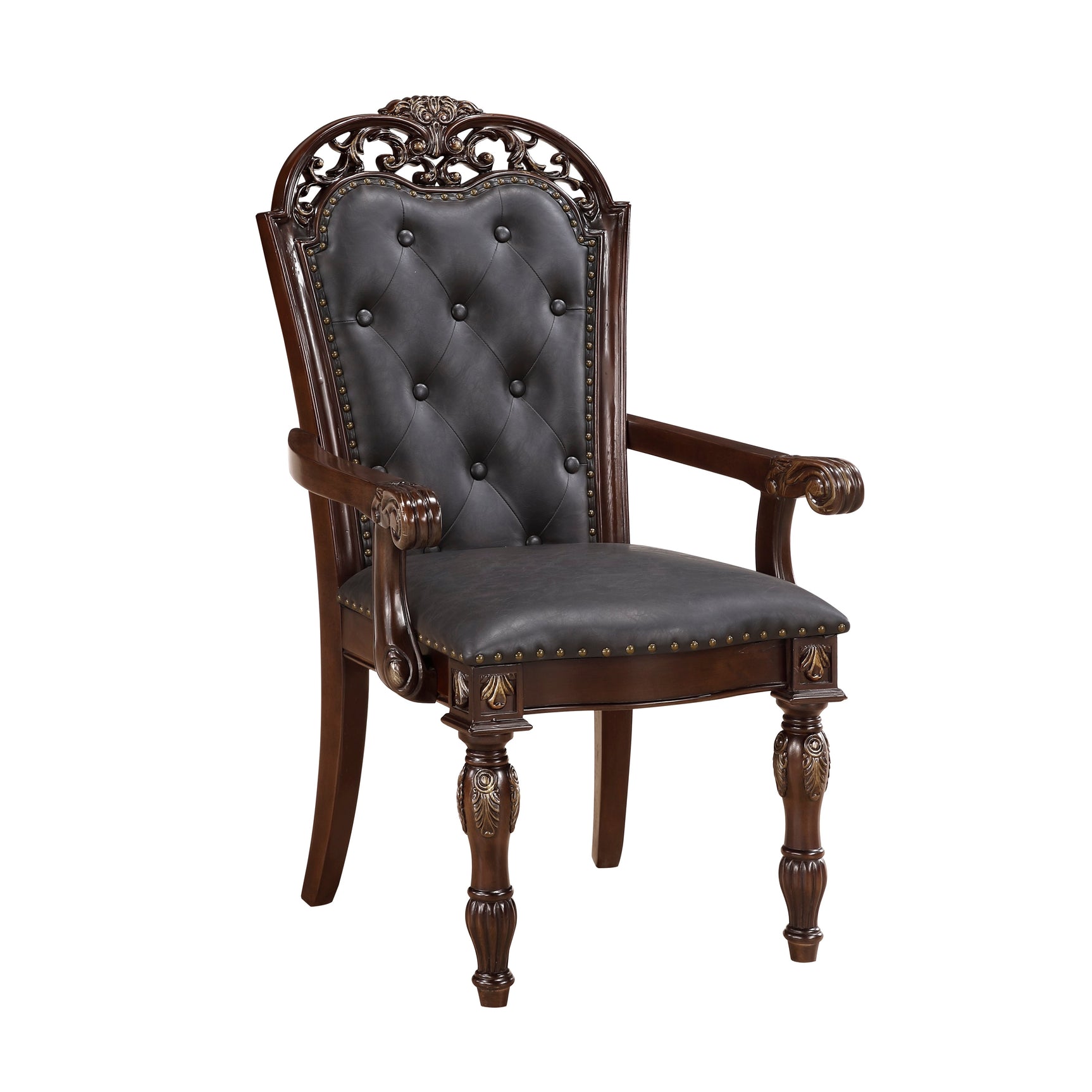 Adelina Cherry Dining Arm Chair (Set of 2) - Ornate Home