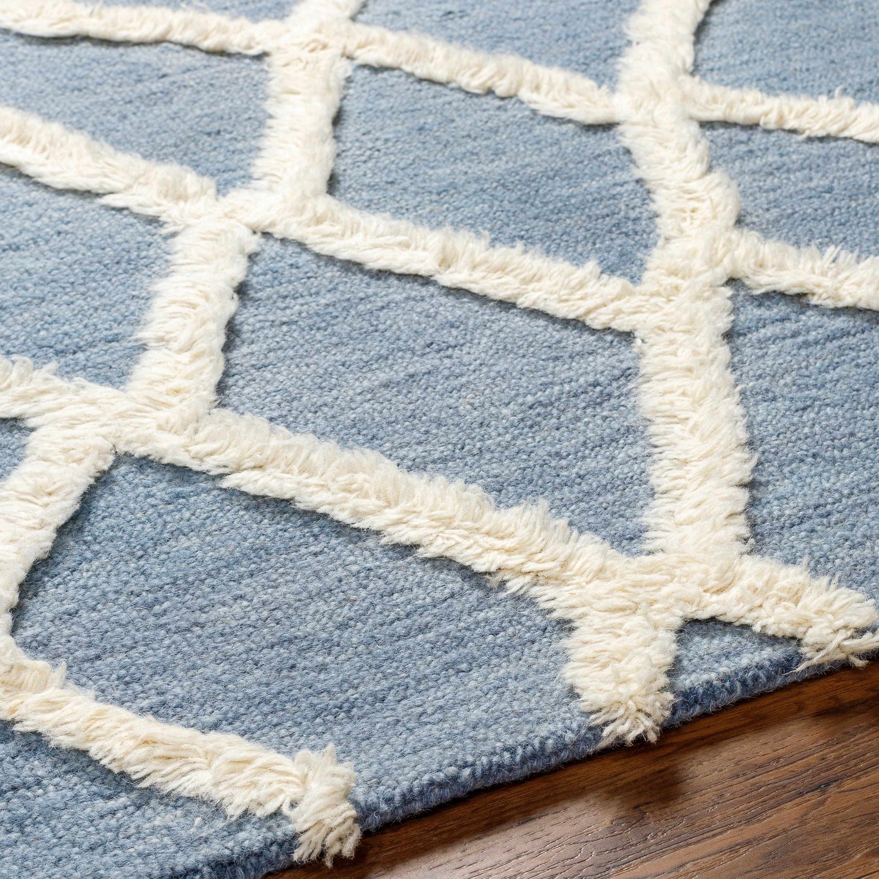 Adica Blue Wool Area Rug - Clearance - Ornate Home
