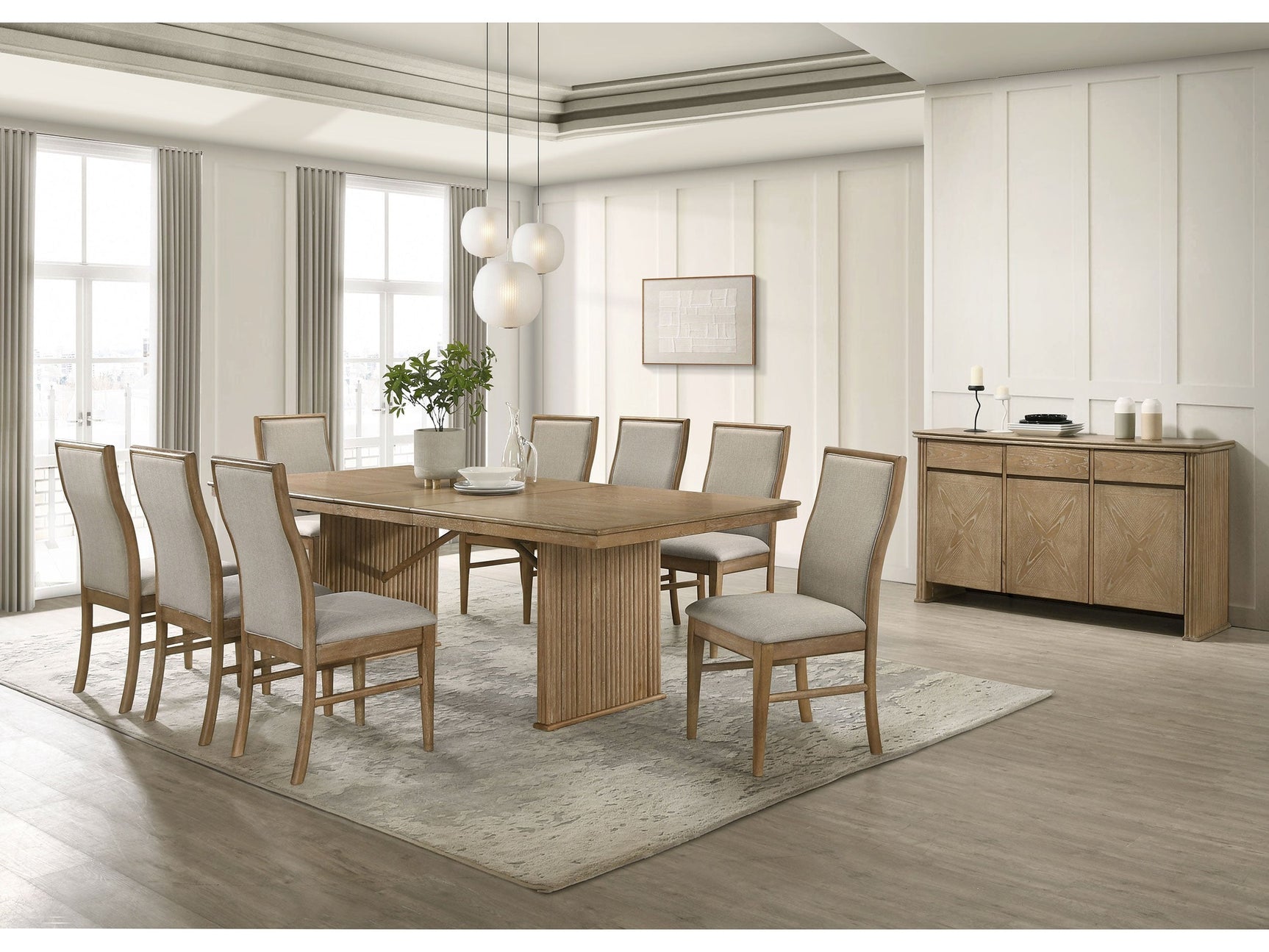 Adina Distressed Light Brown 10-piece Extension Dining Set - Ornate Home