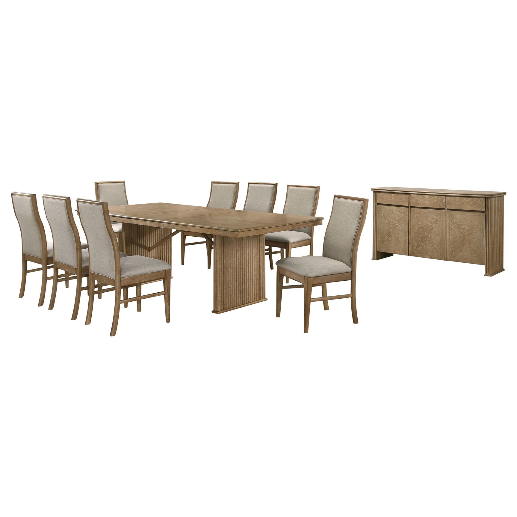 Adina Distressed Light Brown 10-piece Extension Dining Set - Ornate Home