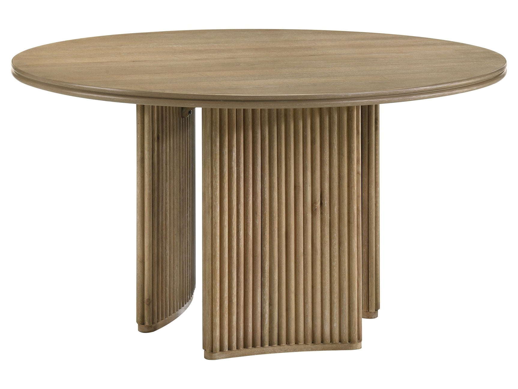 Adina Distressed Light Brown 53-inch Round Wood Dining Table - Ornate Home