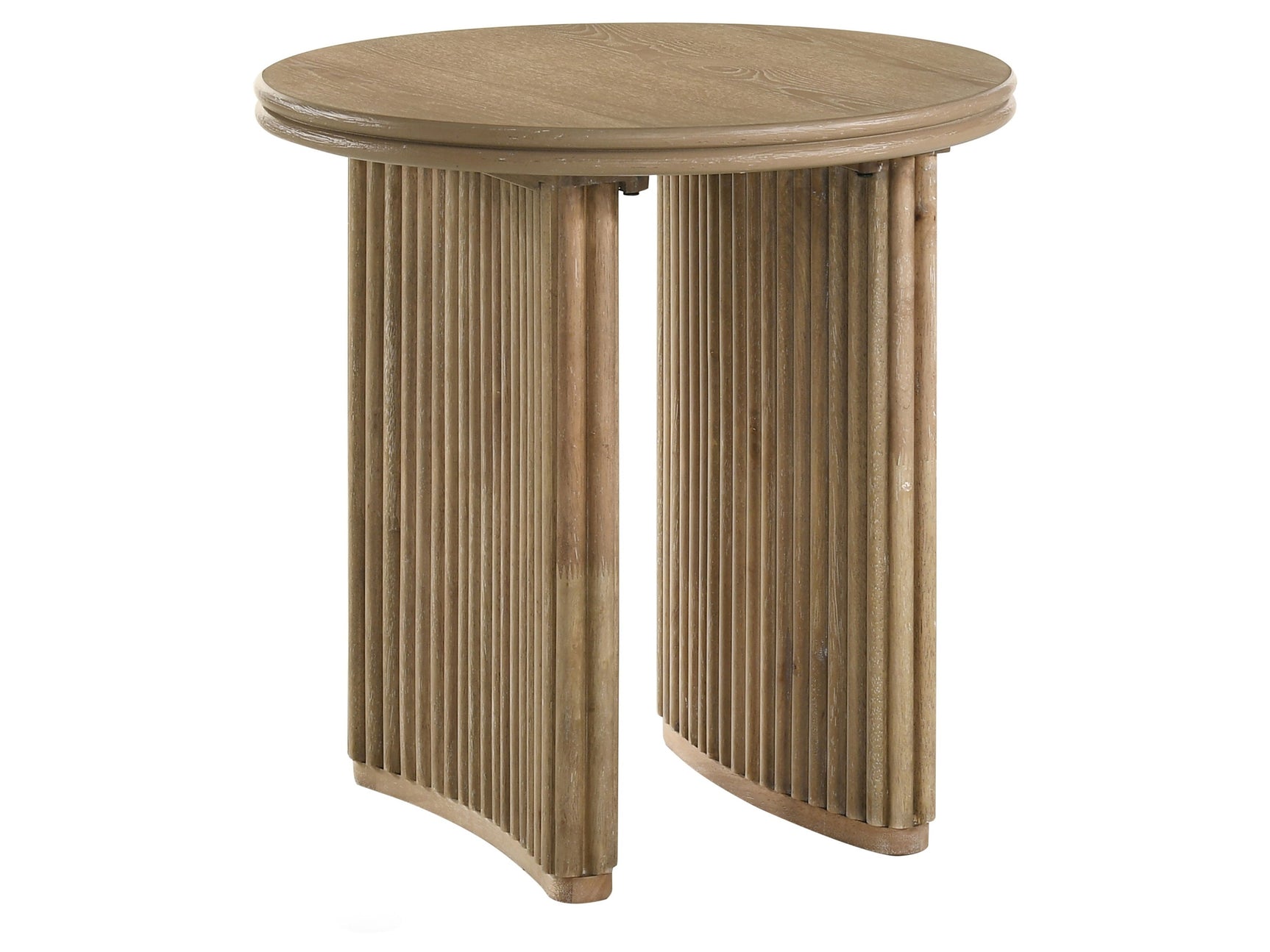 Adina Distressed Light Brown Round Wood Side End Table - Ornate Home