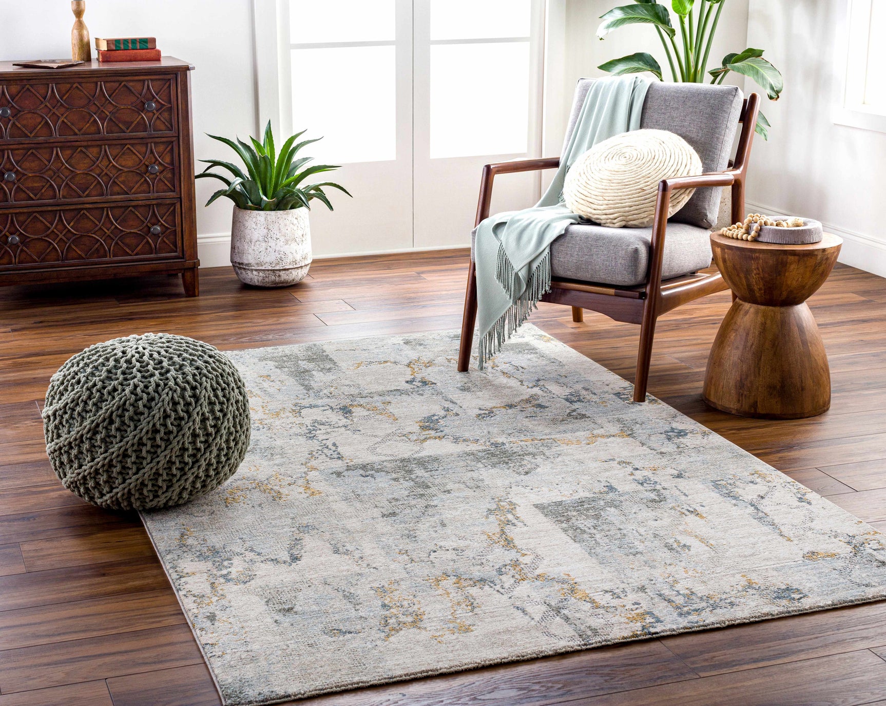 Adlai Textured Rug with Fringes - Ornate Home