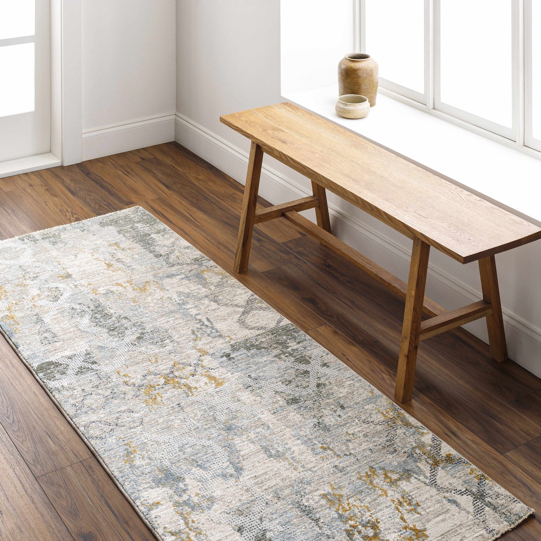 Adlai Textured Rug with Fringes - Ornate Home