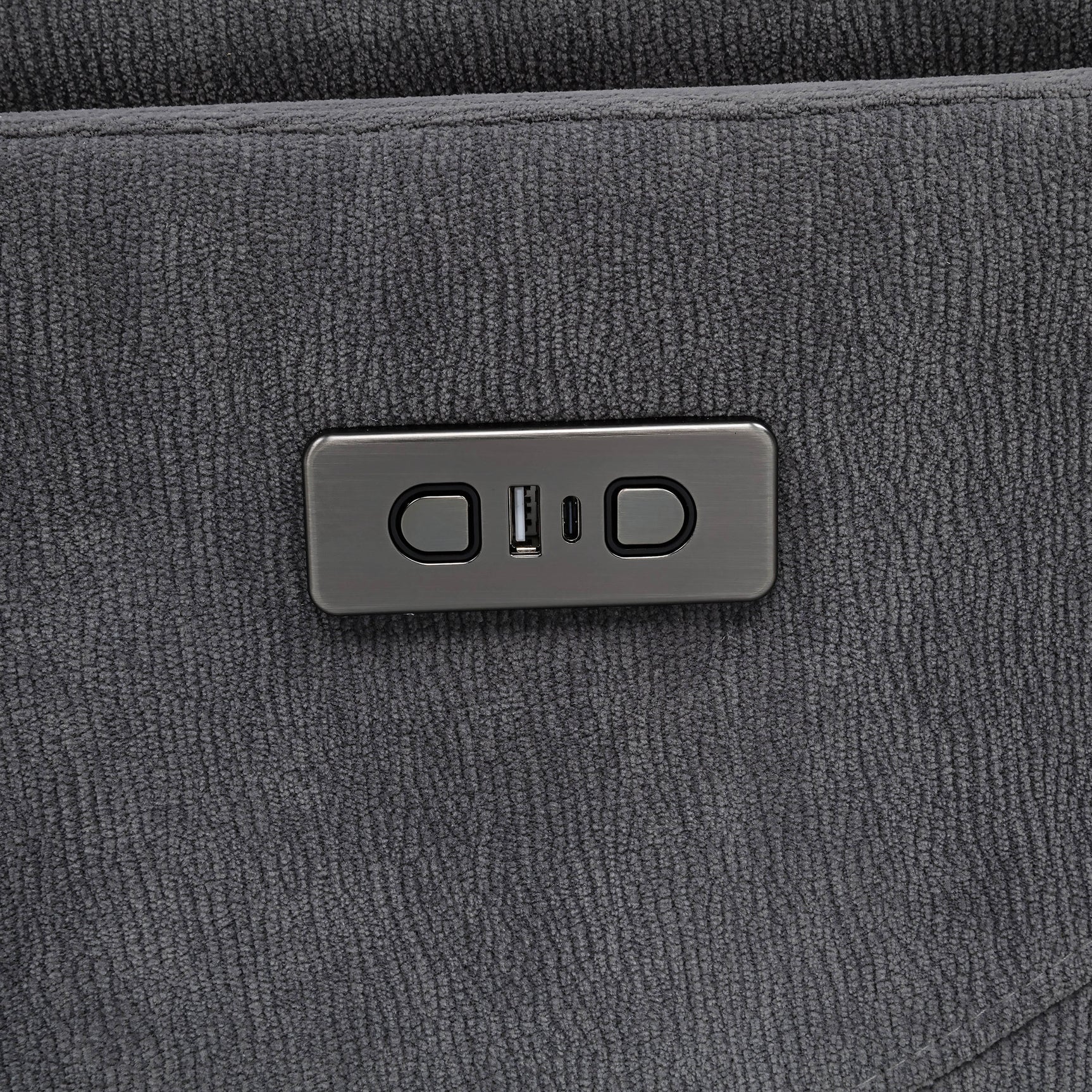 Adler Charcoal Grey Upholstered Power Swivel Glider Recliner - Ornate Home