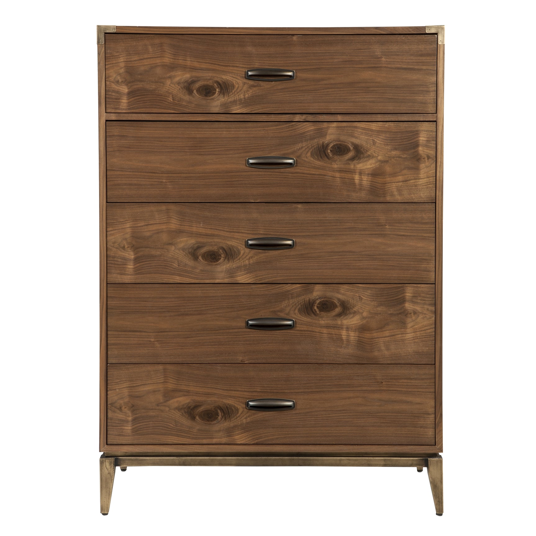 Adler Five Drawer Chest in Natural Walnut - Ornate Home