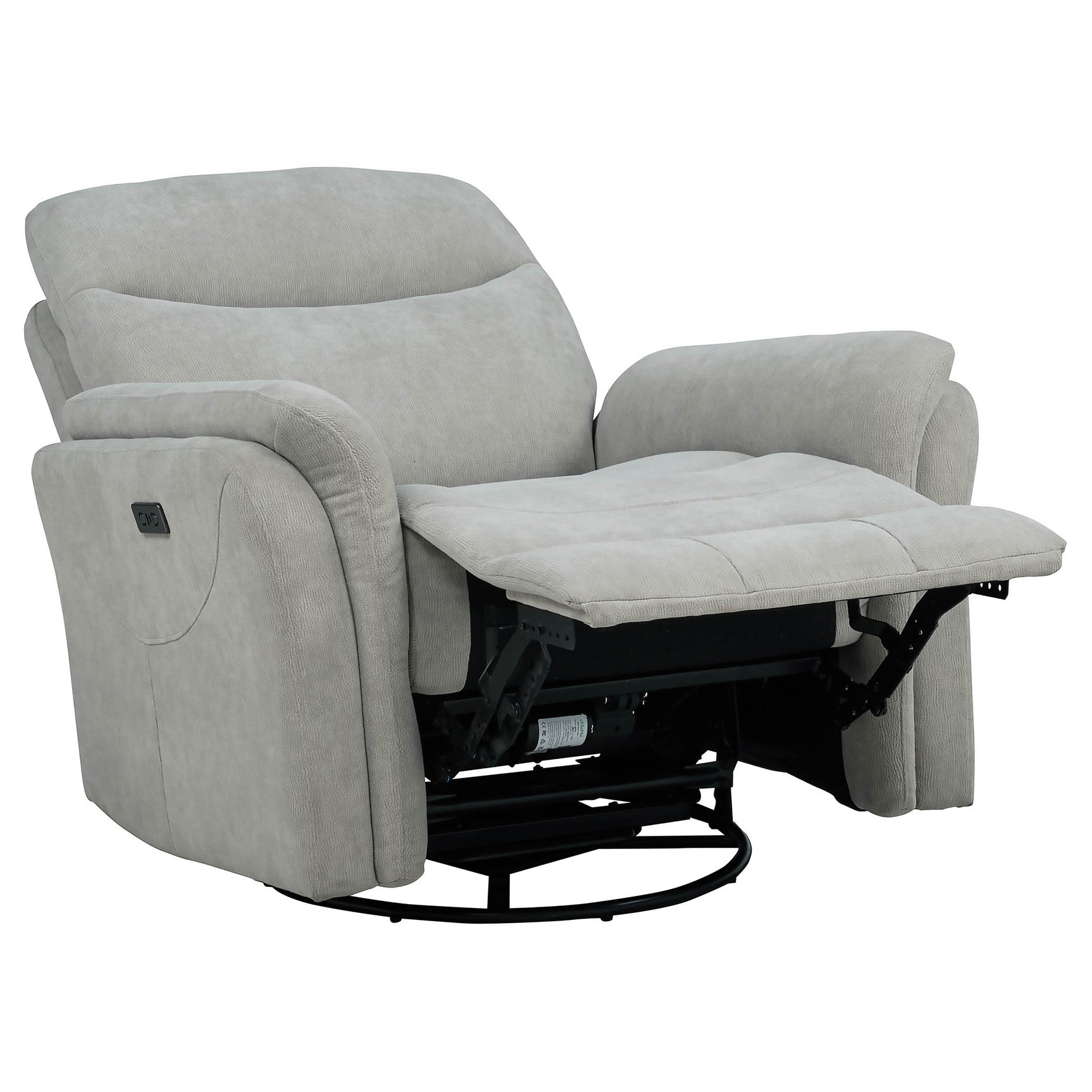 Adler Ivory Upholstered Power Swivel Glider Recliner - Ornate Home