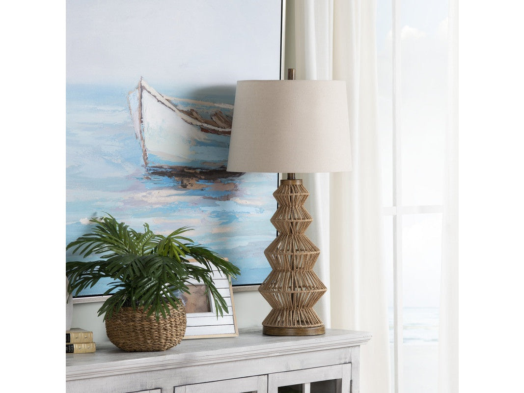 Adler Natural Adler Turreted Woven Table Lamp - Ornate Home