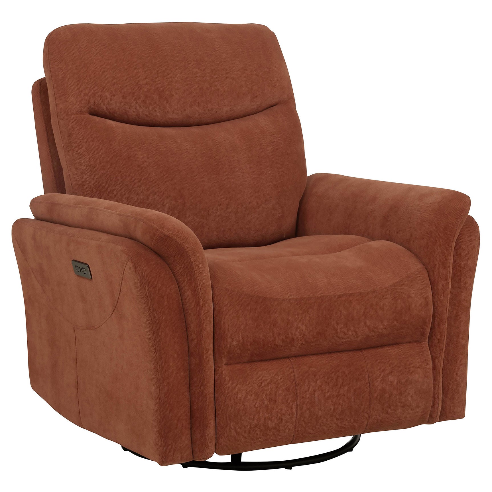 Adler Rust Upholstered Power Swivel Glider Recliner - Ornate Home