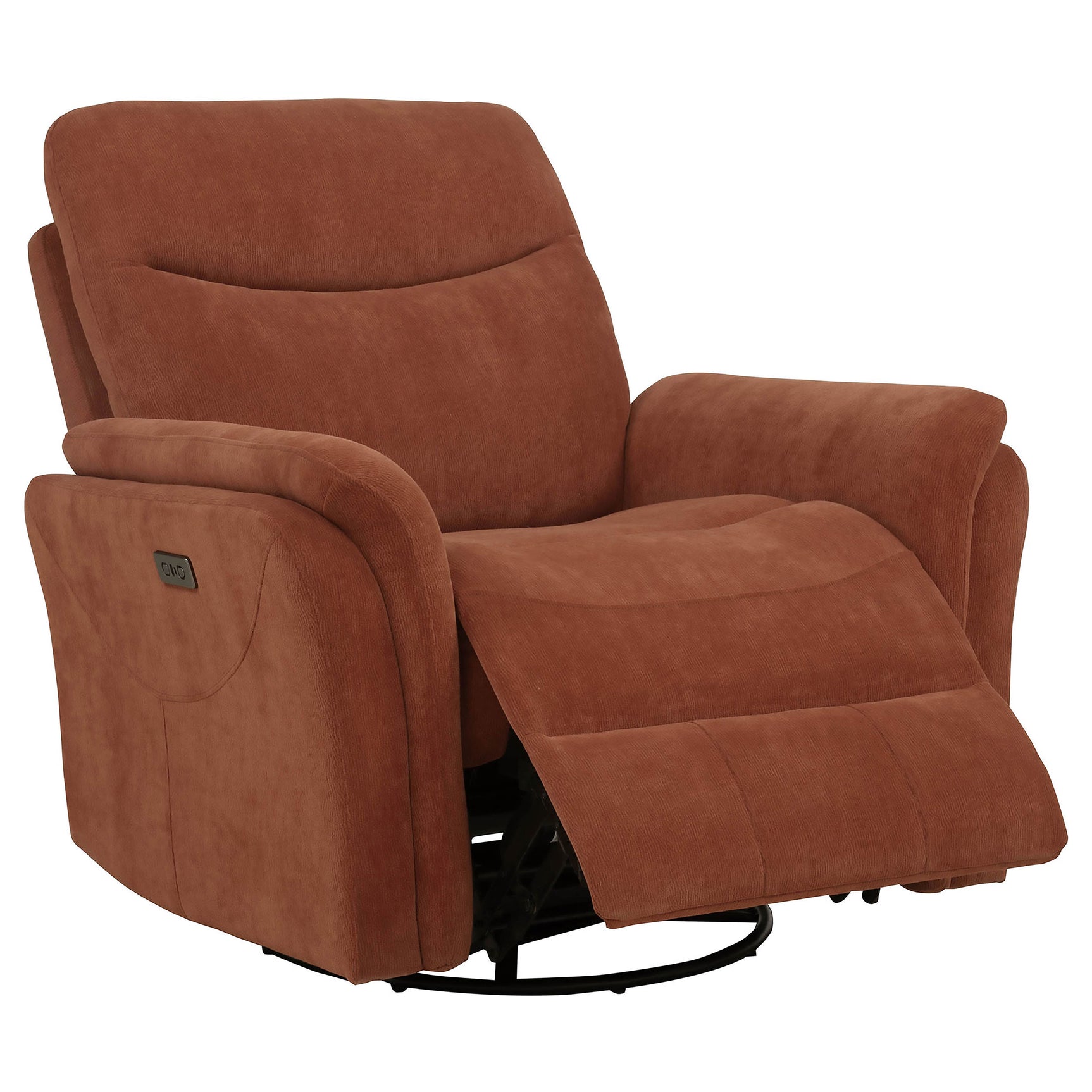 Adler Rust Upholstered Power Swivel Glider Recliner - Ornate Home