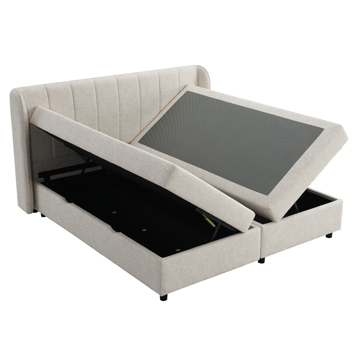 Adonia Beige Eastern King Bed W/Storage - Ornate Home