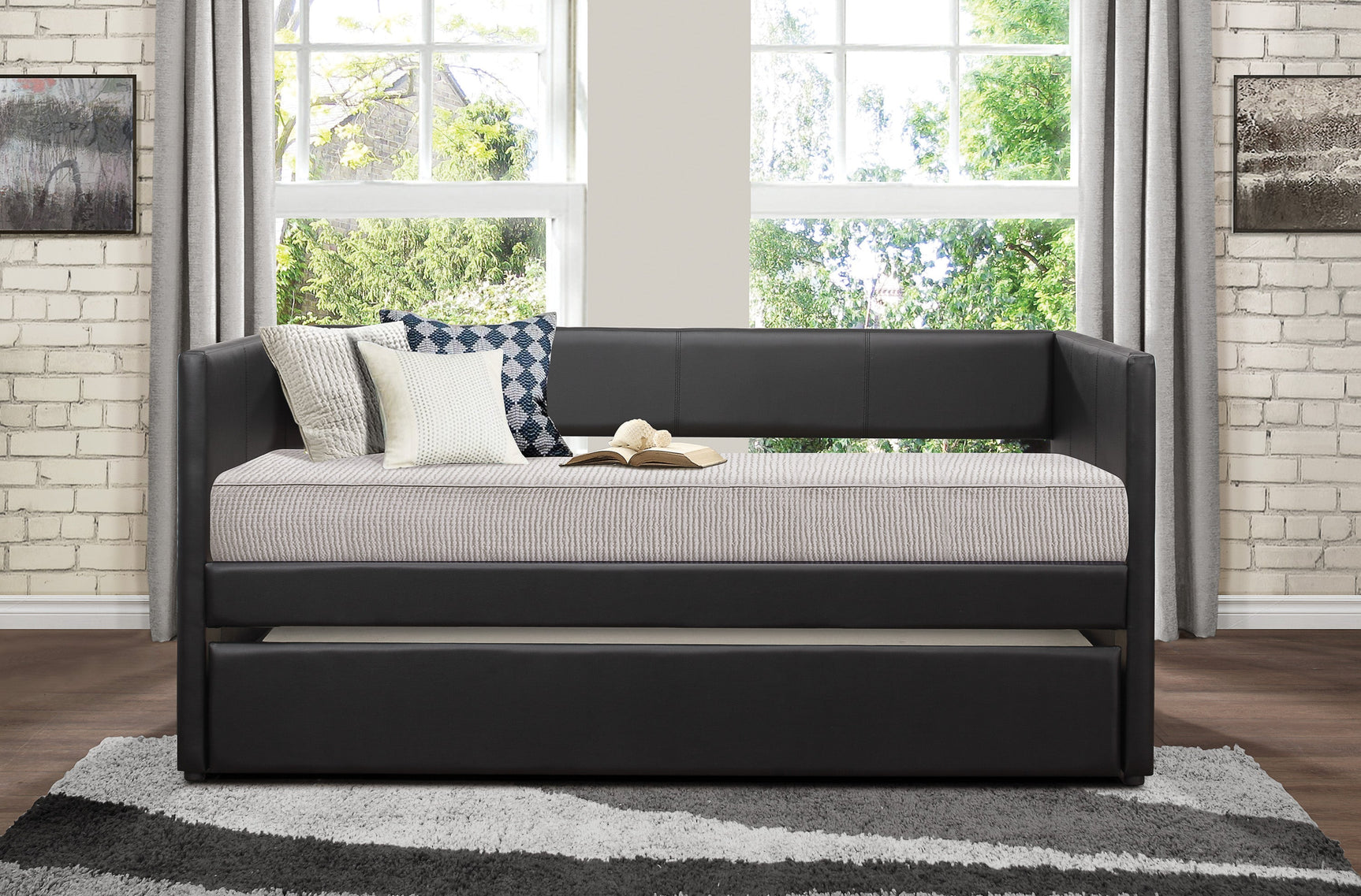 Adra Black Daybed with Trundle - Ornate Home