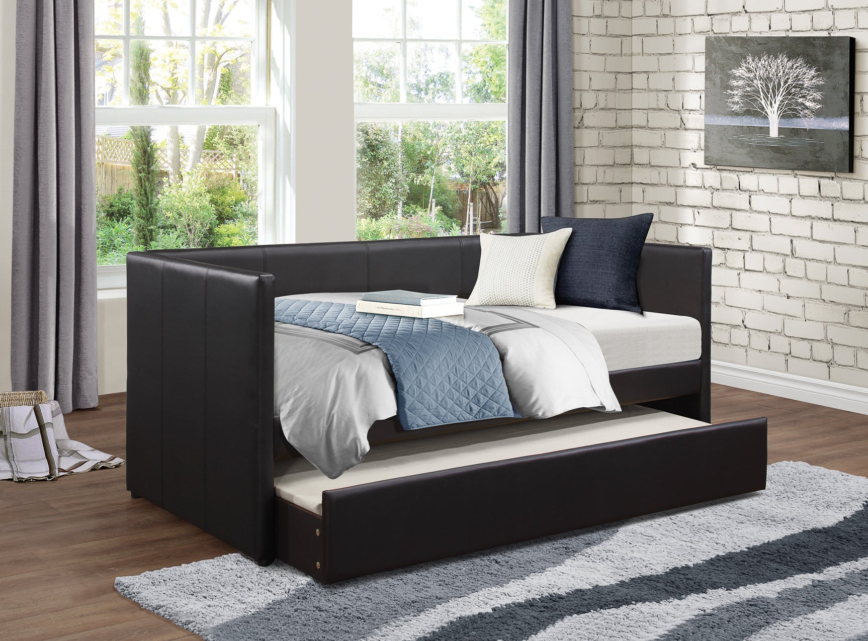 Adra Black Daybed with Trundle - Ornate Home