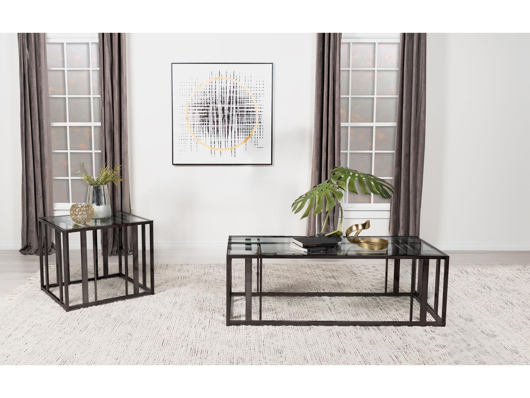 Adri Black Nickel 2-piece Coffee and End Table Set - Ornate Home