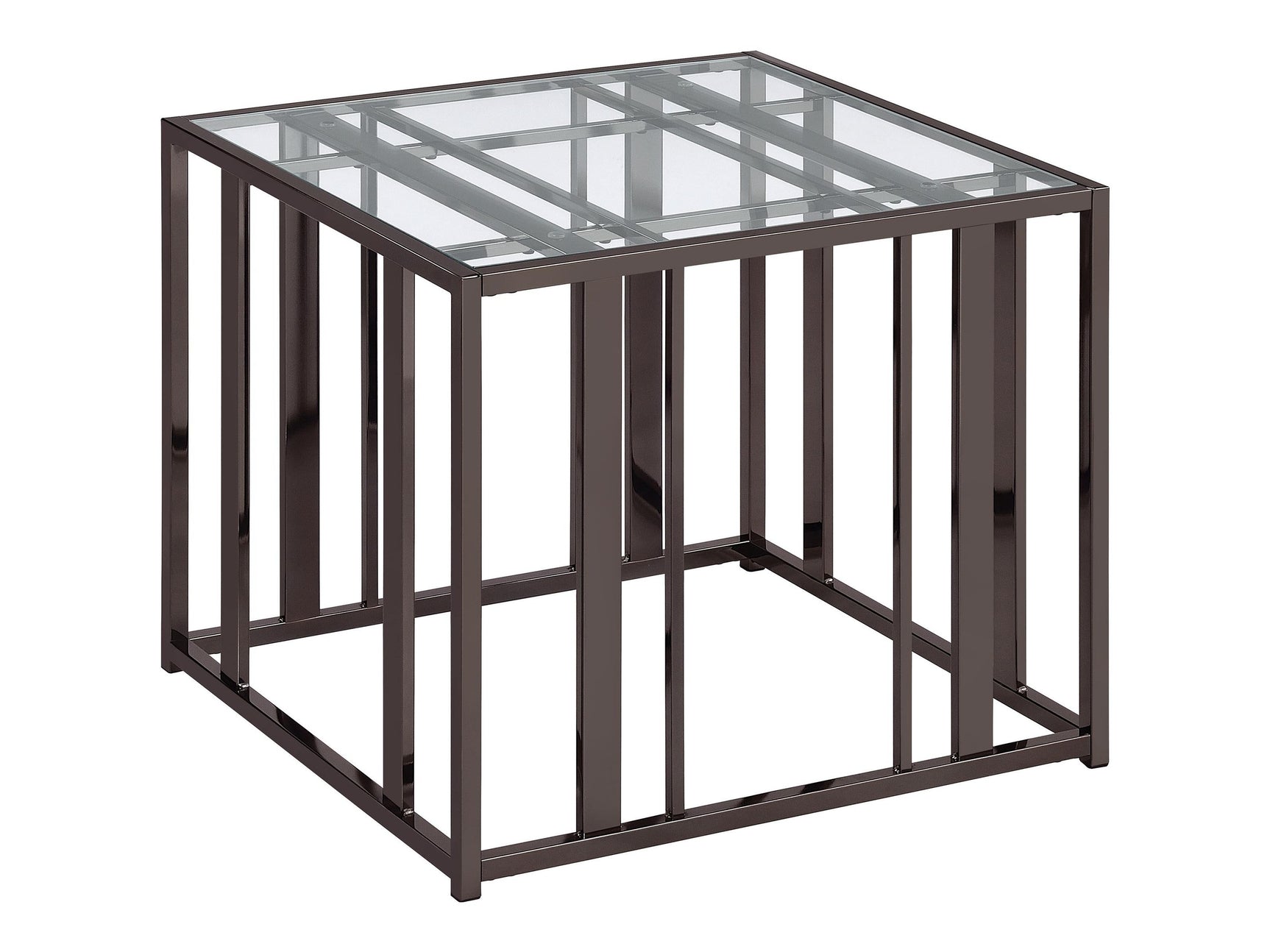 Adri Black Nickel Rectangular Glass Top Side End Table - Ornate Home