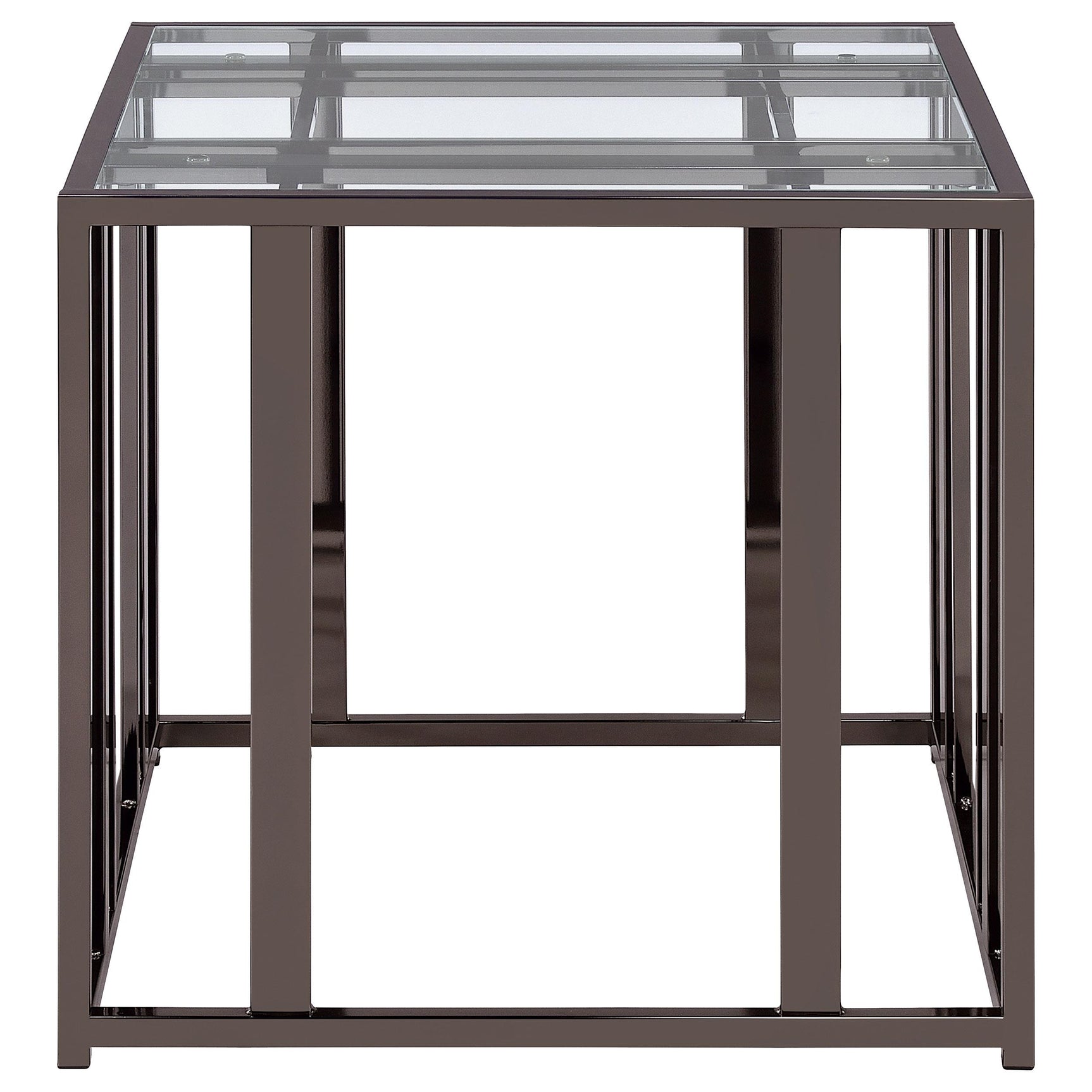 Adri Black Nickel Rectangular Glass Top Side End Table - Ornate Home