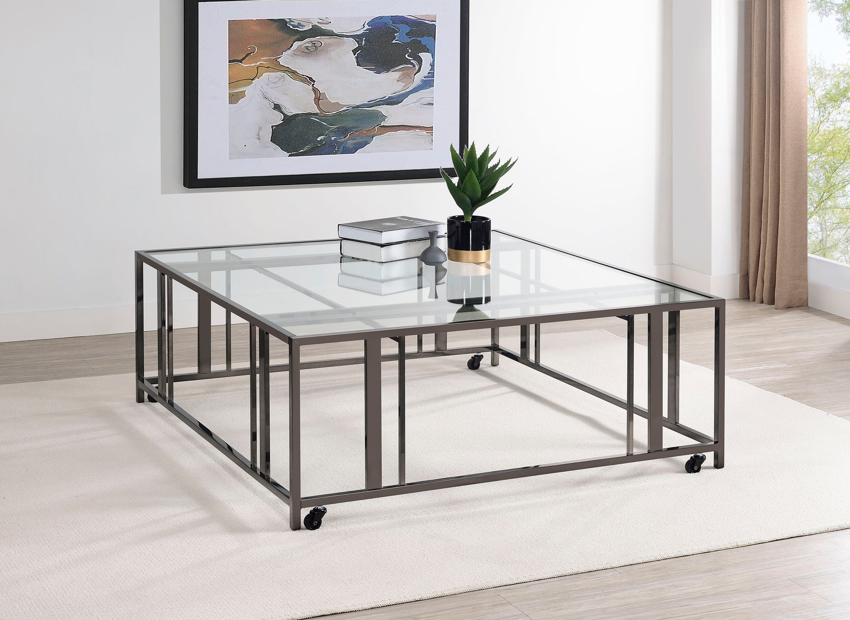 Adri Black Nickel Square Coffee Table - Ornate Home