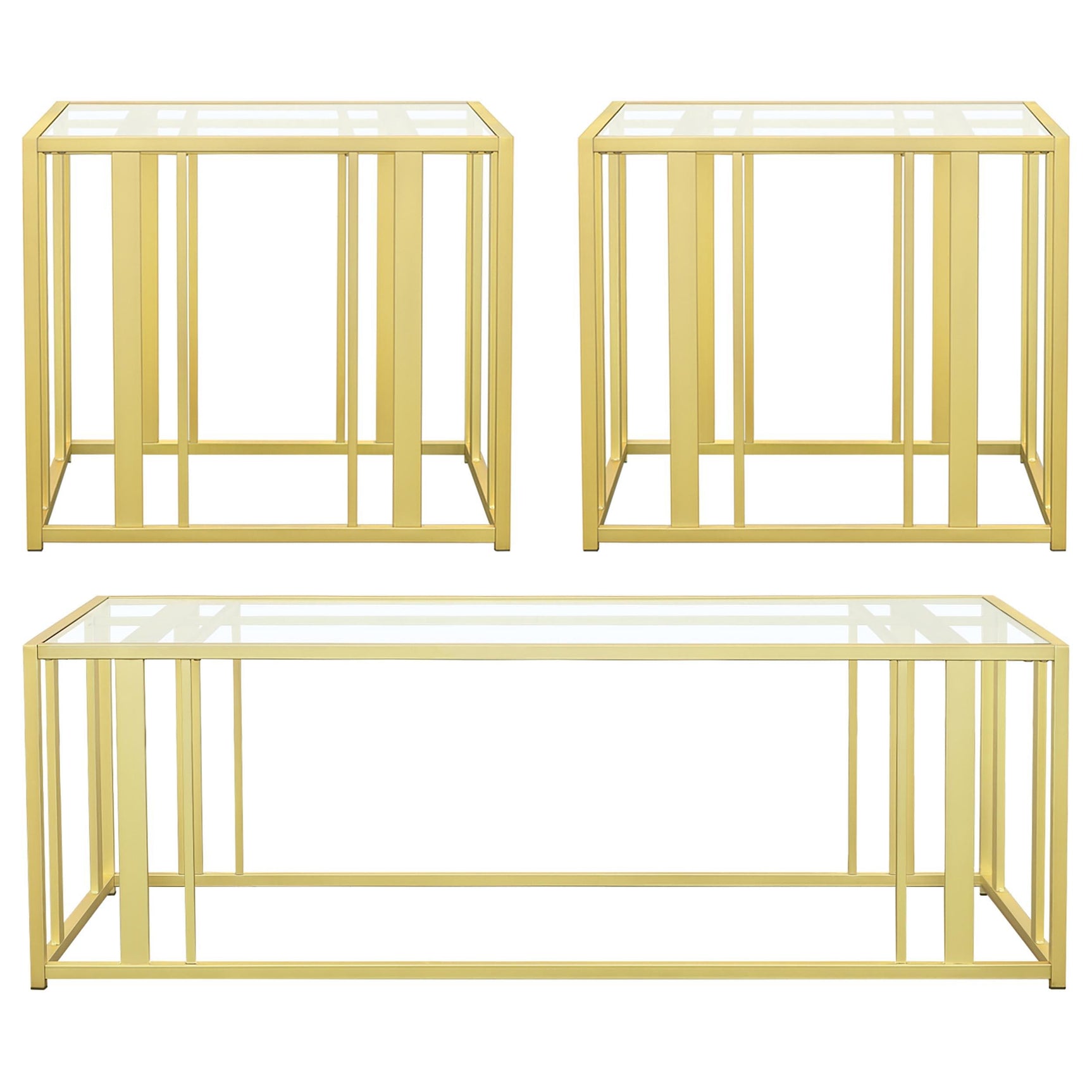 Adri Matte Brass 3-piece Coffee and End Table Set - Ornate Home