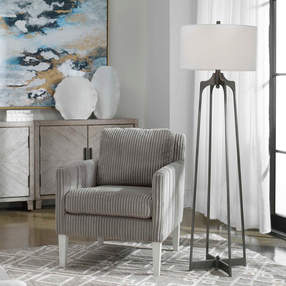 Adrian Silver Modern Floor Lamp - Ornate Home