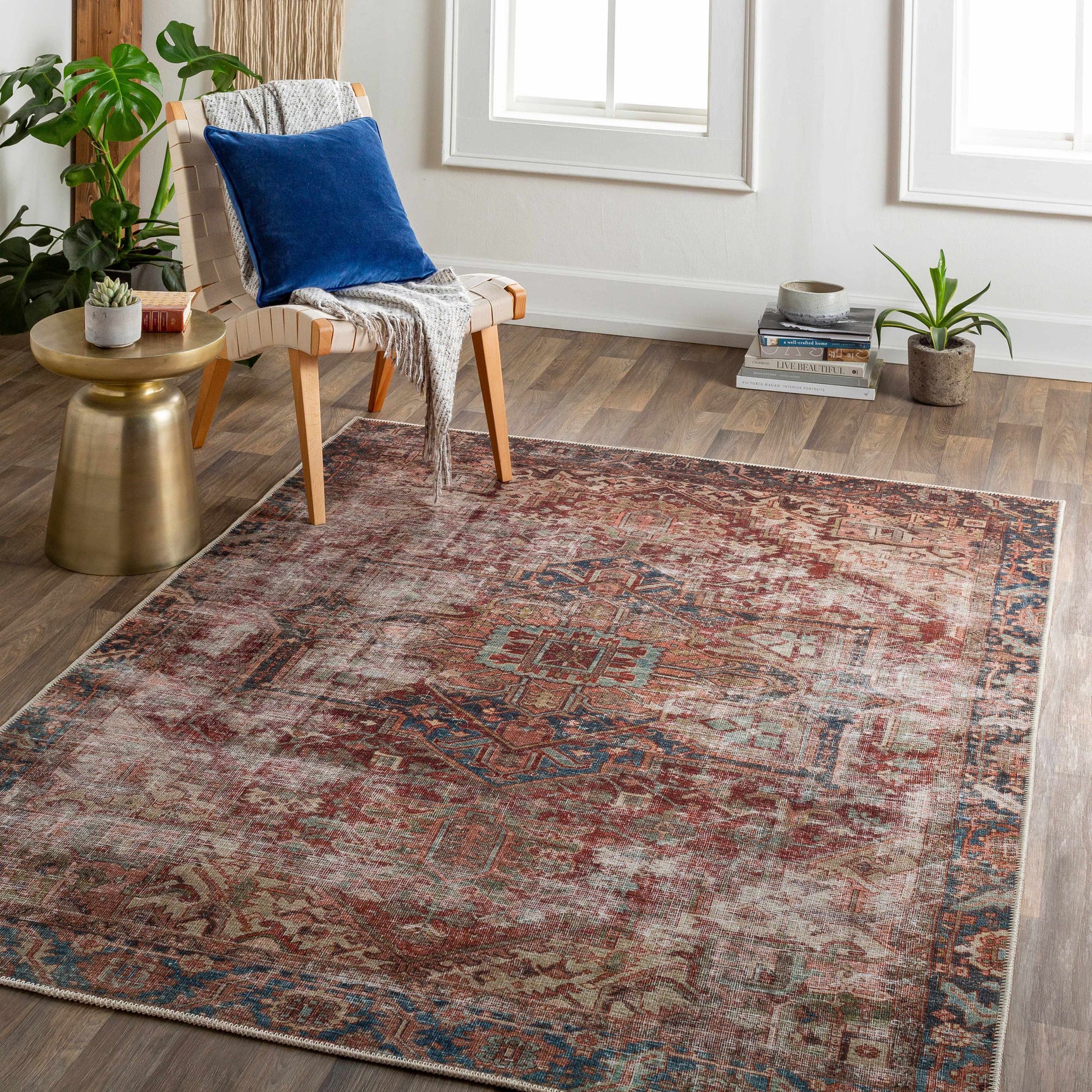 Adtugan Vintage Flat Pile Washable Rug - Ornate Home