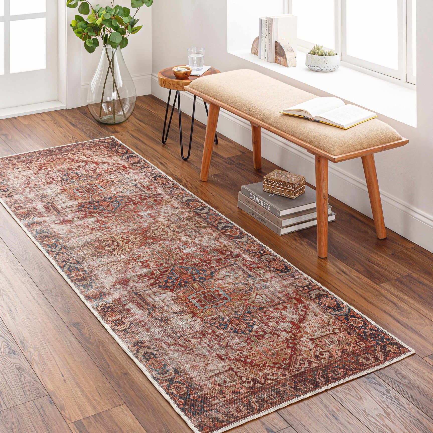 Adtugan Vintage Flat Pile Washable Rug - Ornate Home