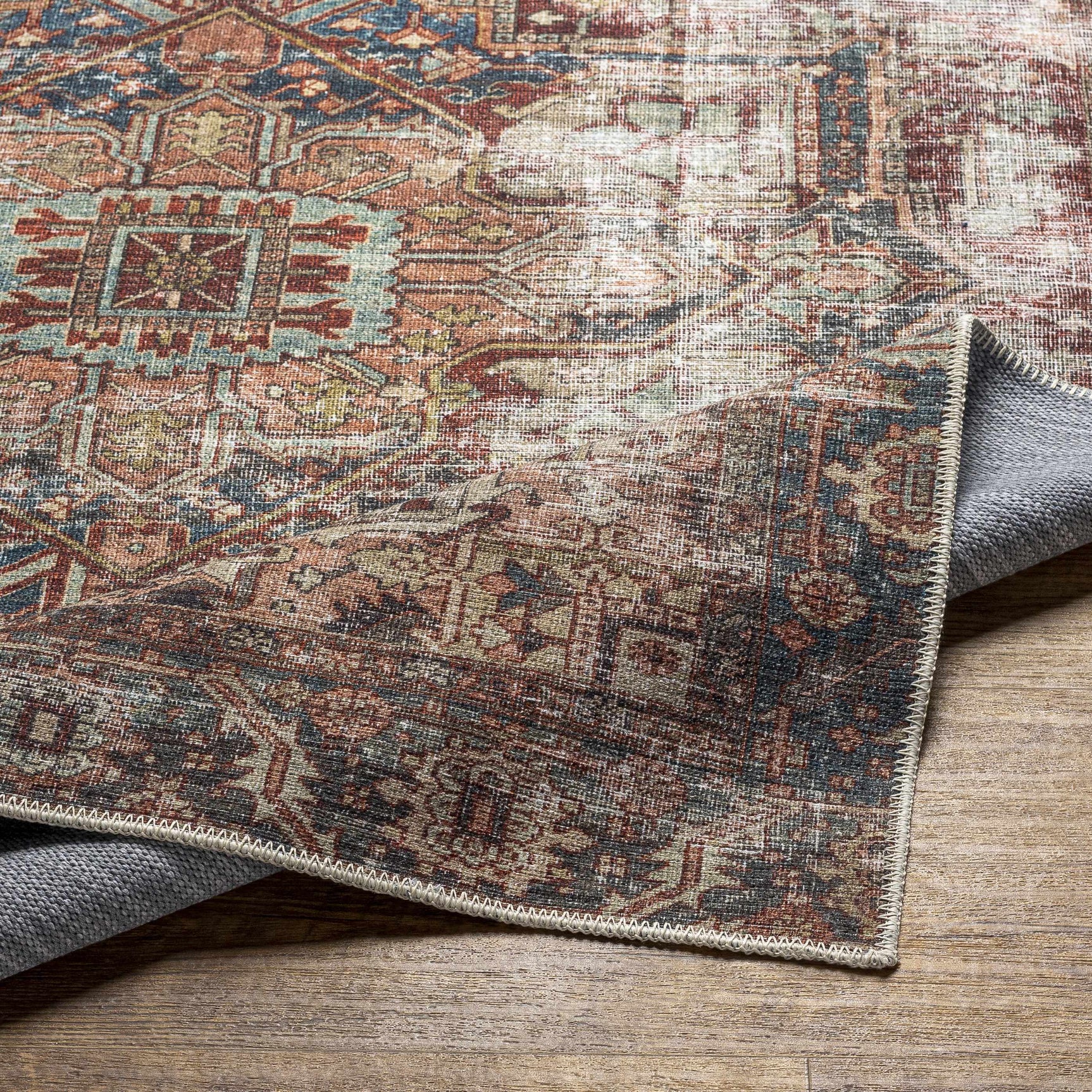 Adtugan Vintage Flat Pile Washable Rug - Ornate Home