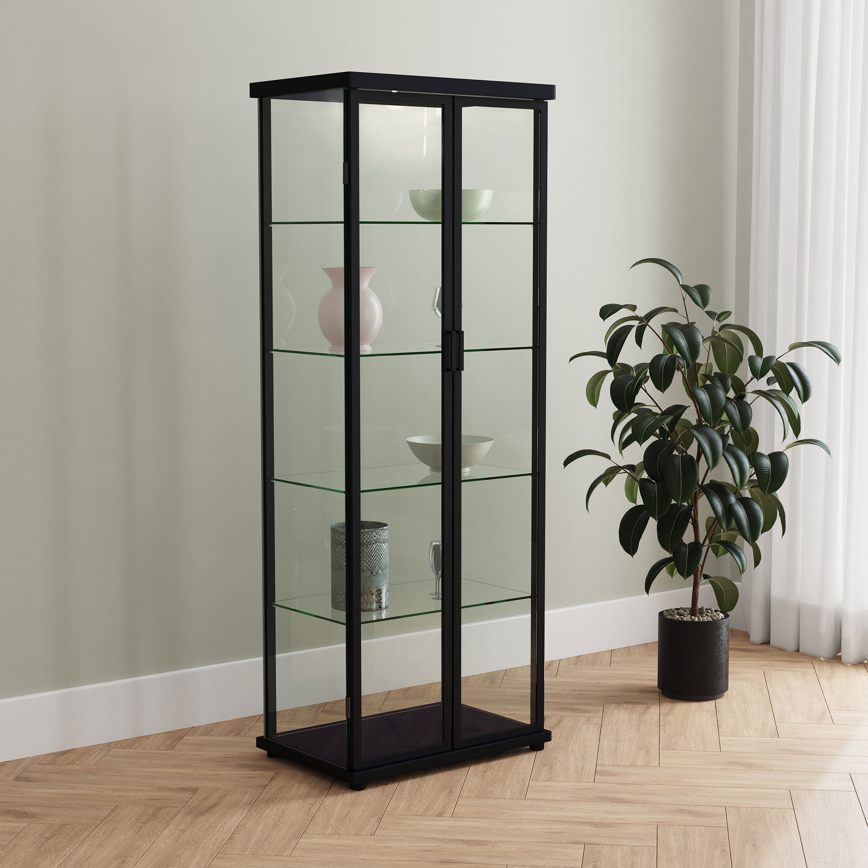 Aero Black Curio Cabinet - Ornate Home