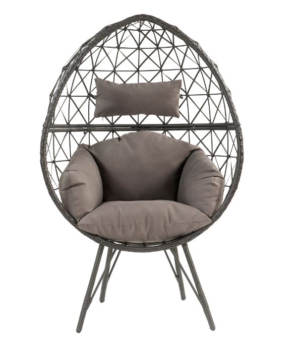 Aeven Light Gray & Black Patio Lounge Chair - Ornate Home