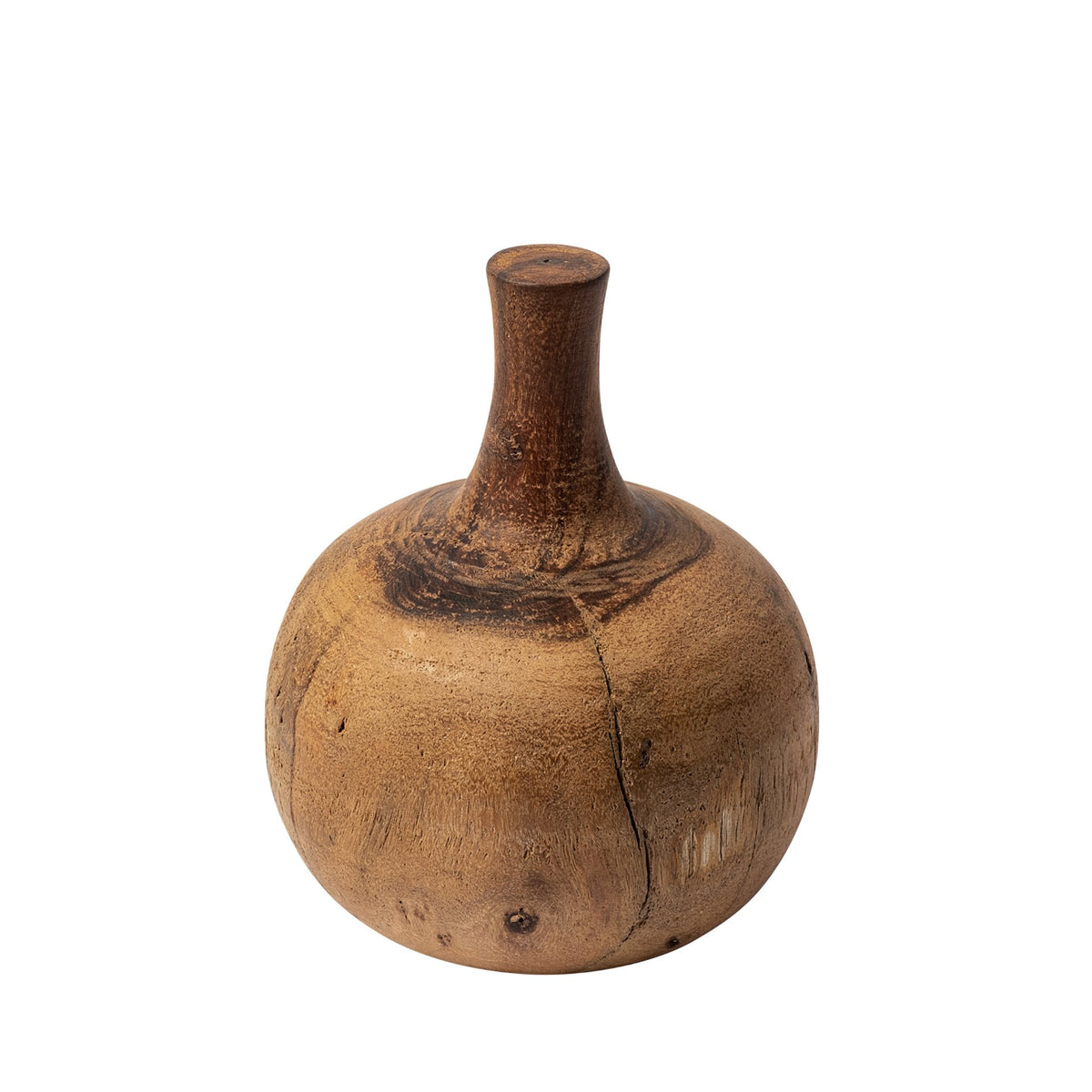 Afra Brown Medium Solid Wood Vase Shaped Decorative Object - Ornate Home