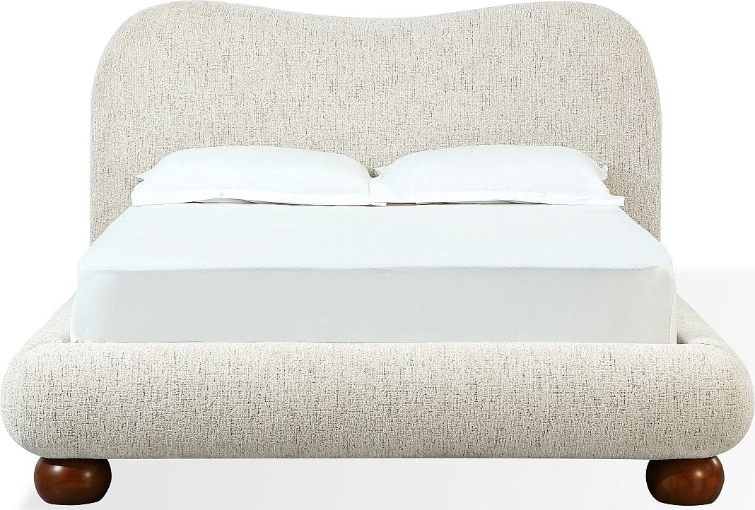 Afra Chinchilla Queen Chenille Upholstered Wood Leg Platform Bed - Ornate Home