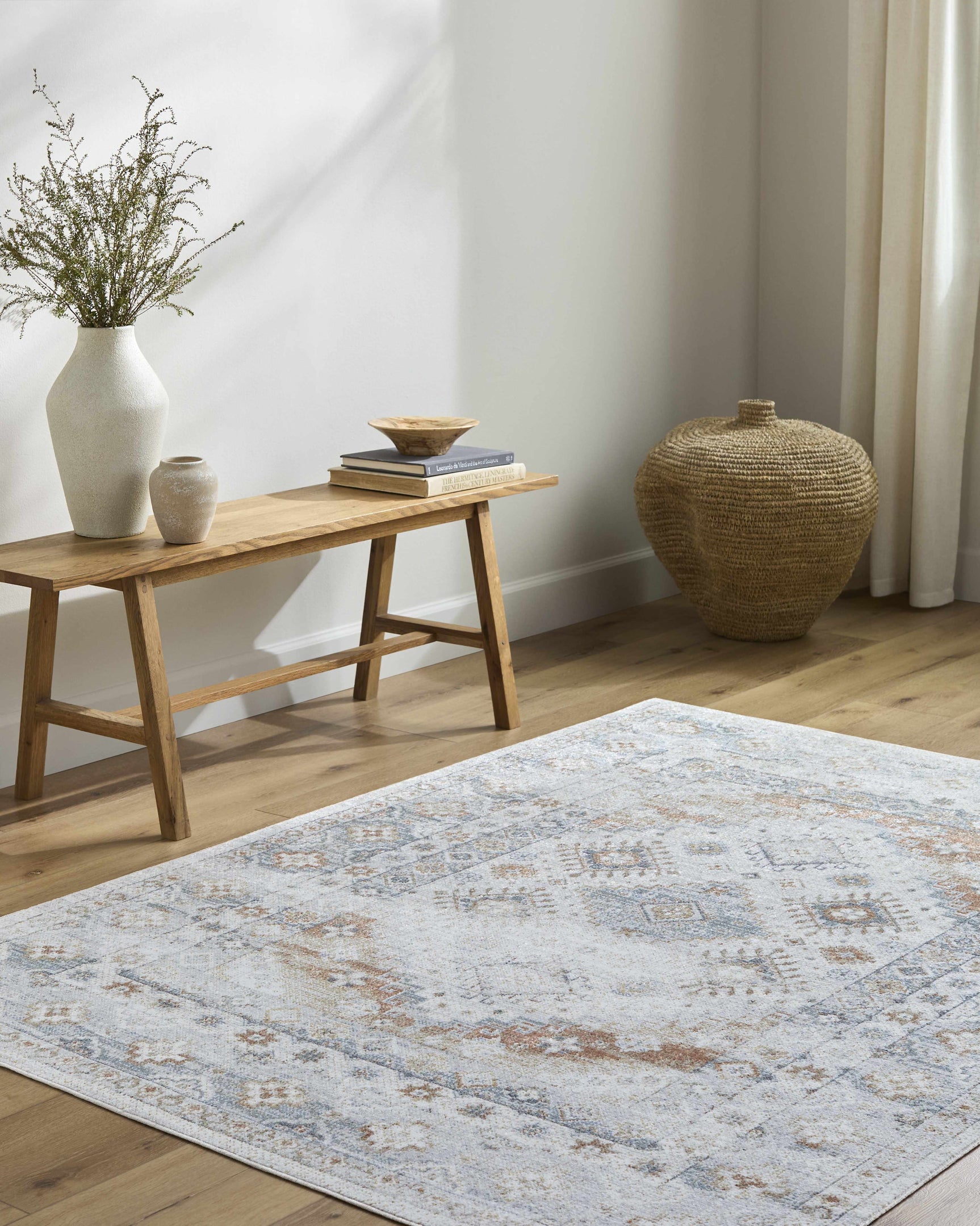 Agaton Blue & Brown Washable Area Rug - Ornate Home