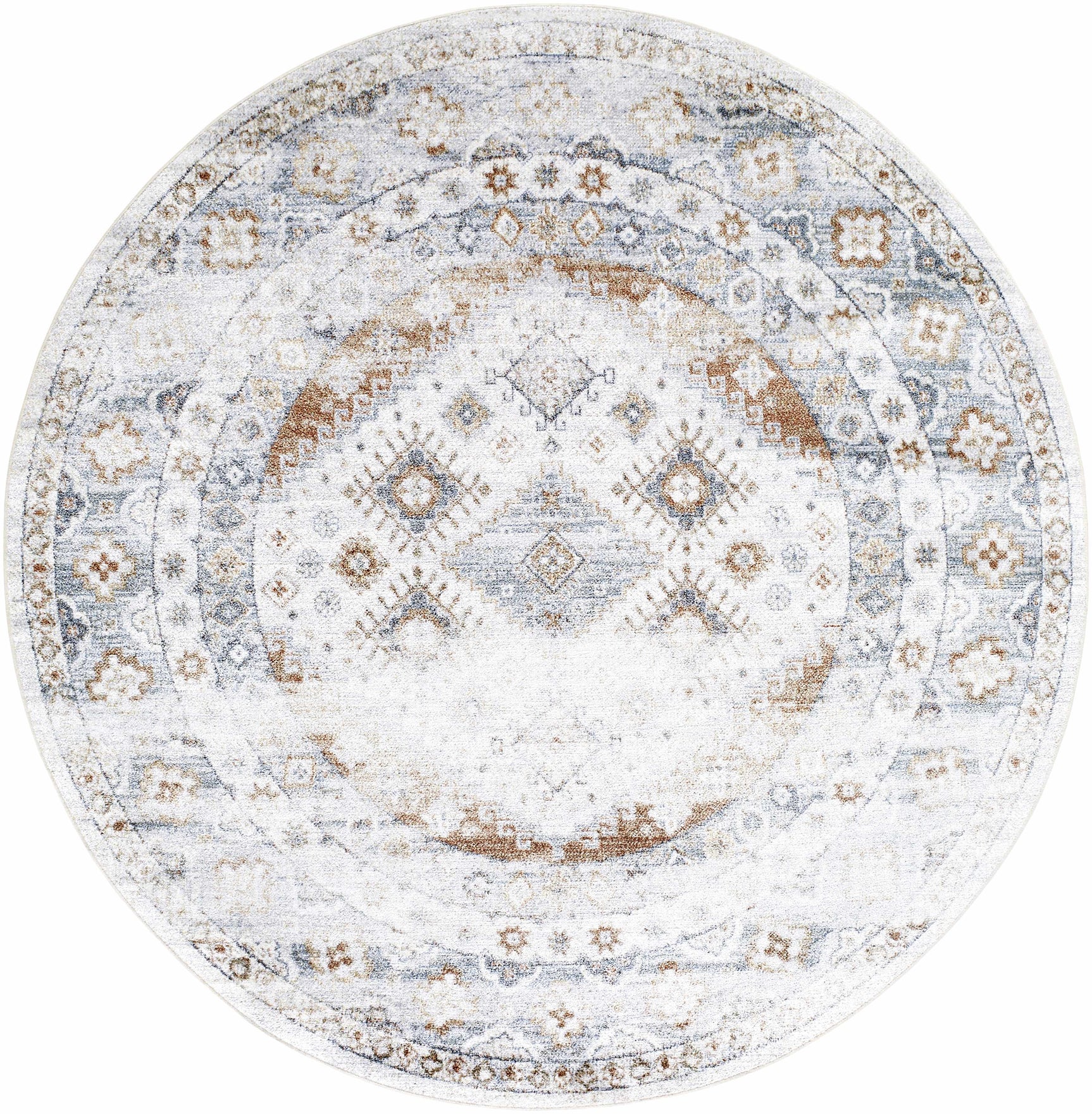 Agaton Blue & Brown Washable Area Rug - Ornate Home