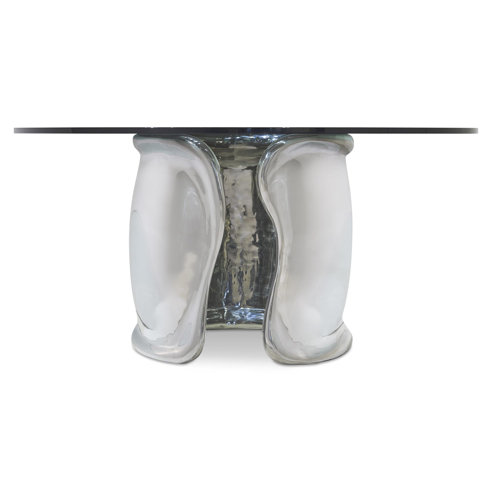 Agnes Clear/Polished Stainless Steel 54" Dining Table - Ornate Home