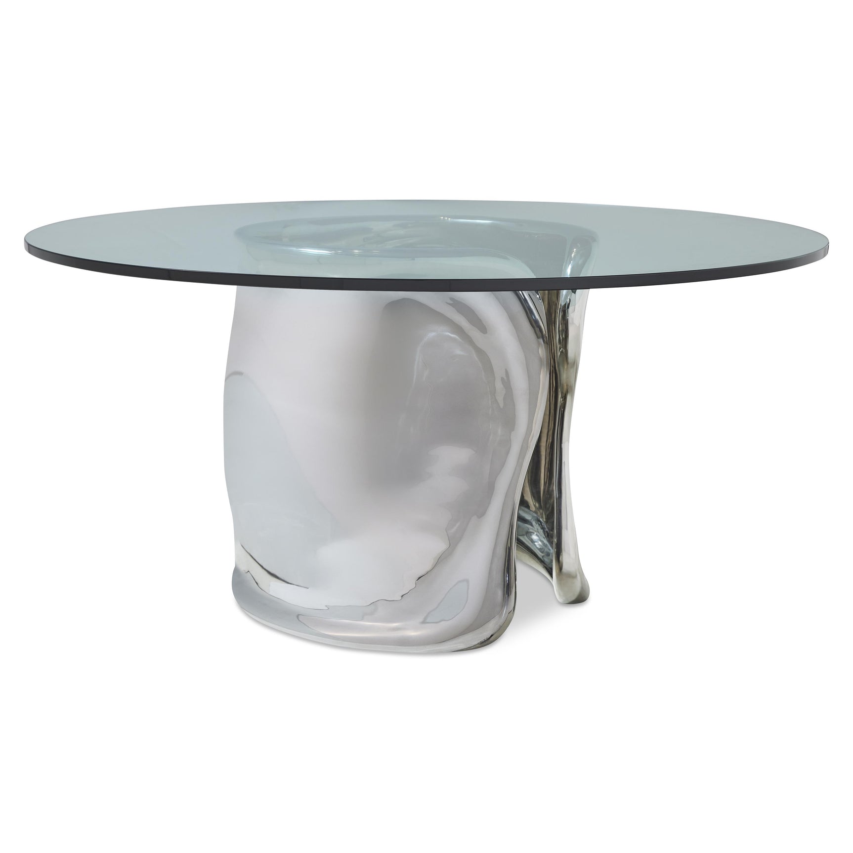 Agnes Clear/Polished Stainless Steel 54" Dining Table - Ornate Home