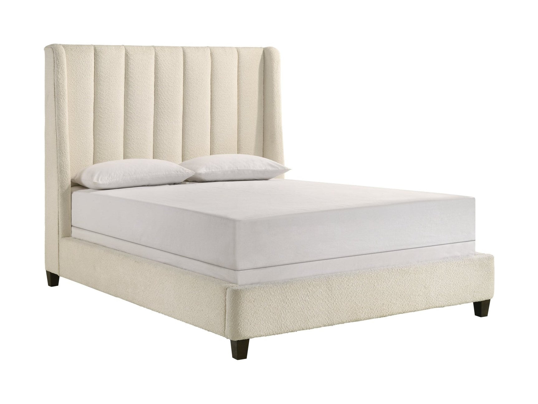 Agnes White Boucle Queen Bed - Ornate Home