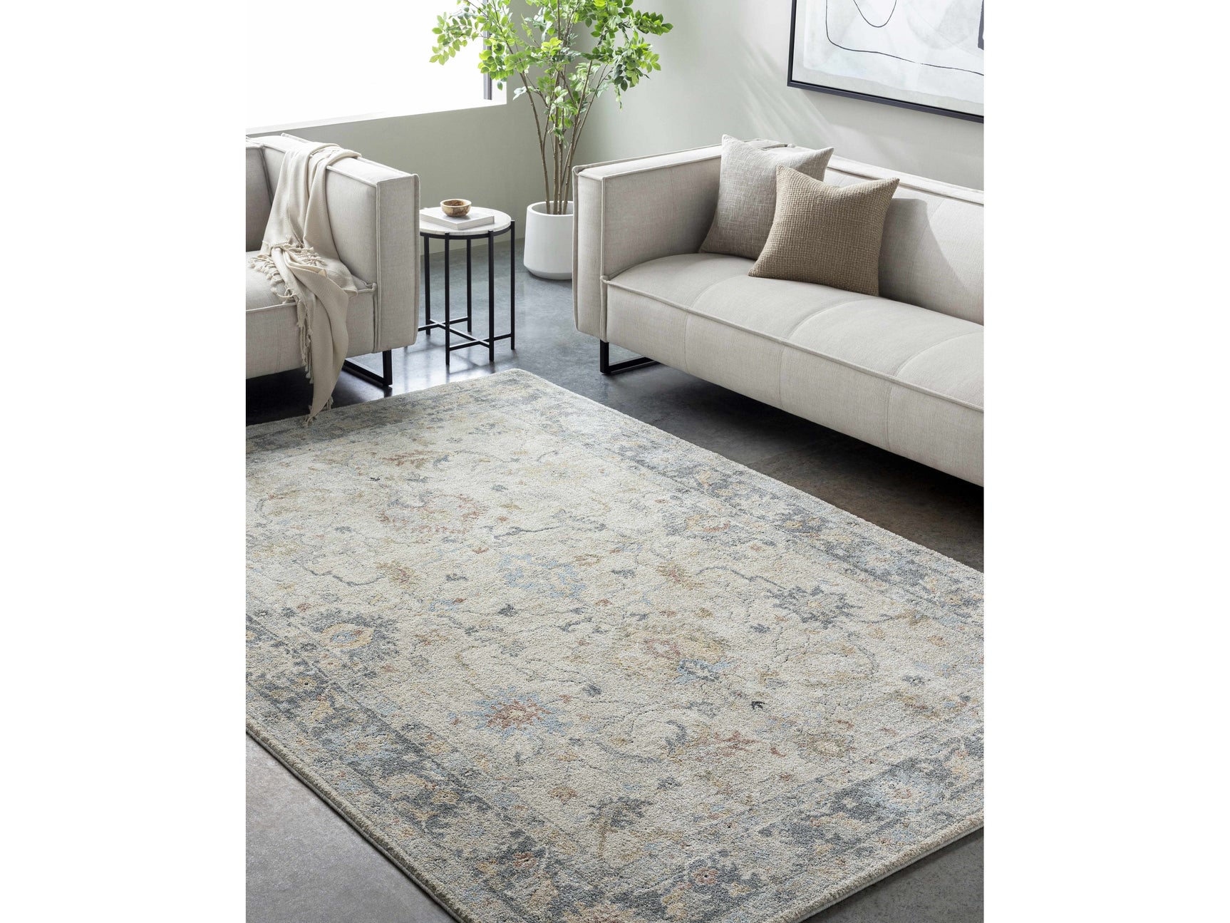 Ahmaud Beige & Light Gray Thick Luxe Area Rug - Ornate Home