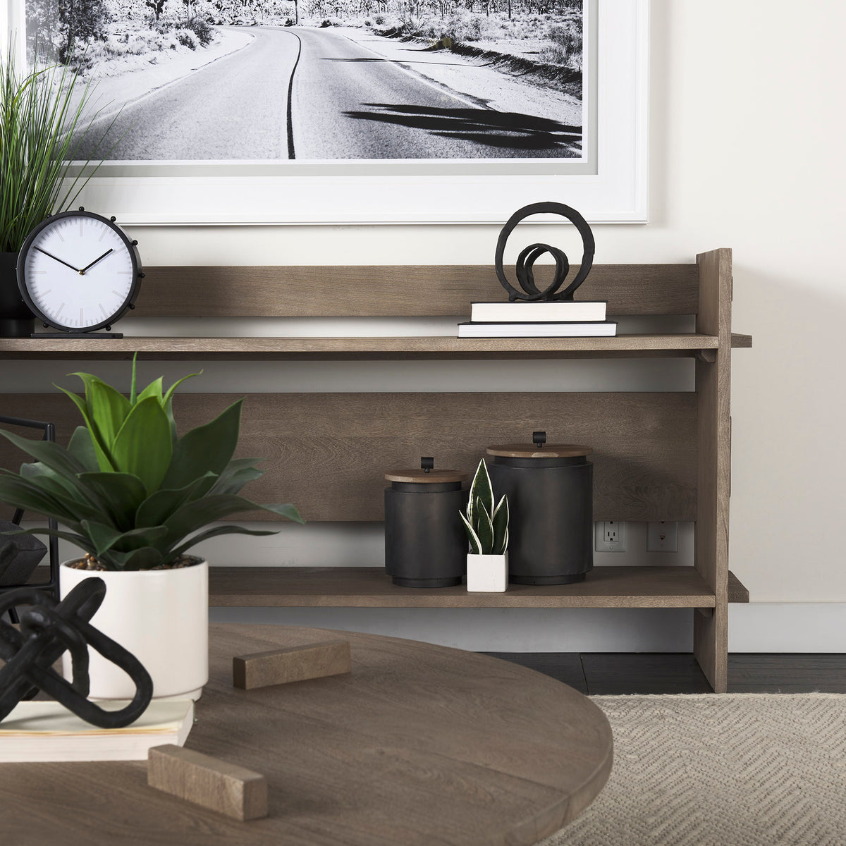 Aida Light Gray Wood Console Table - Ornate Home
