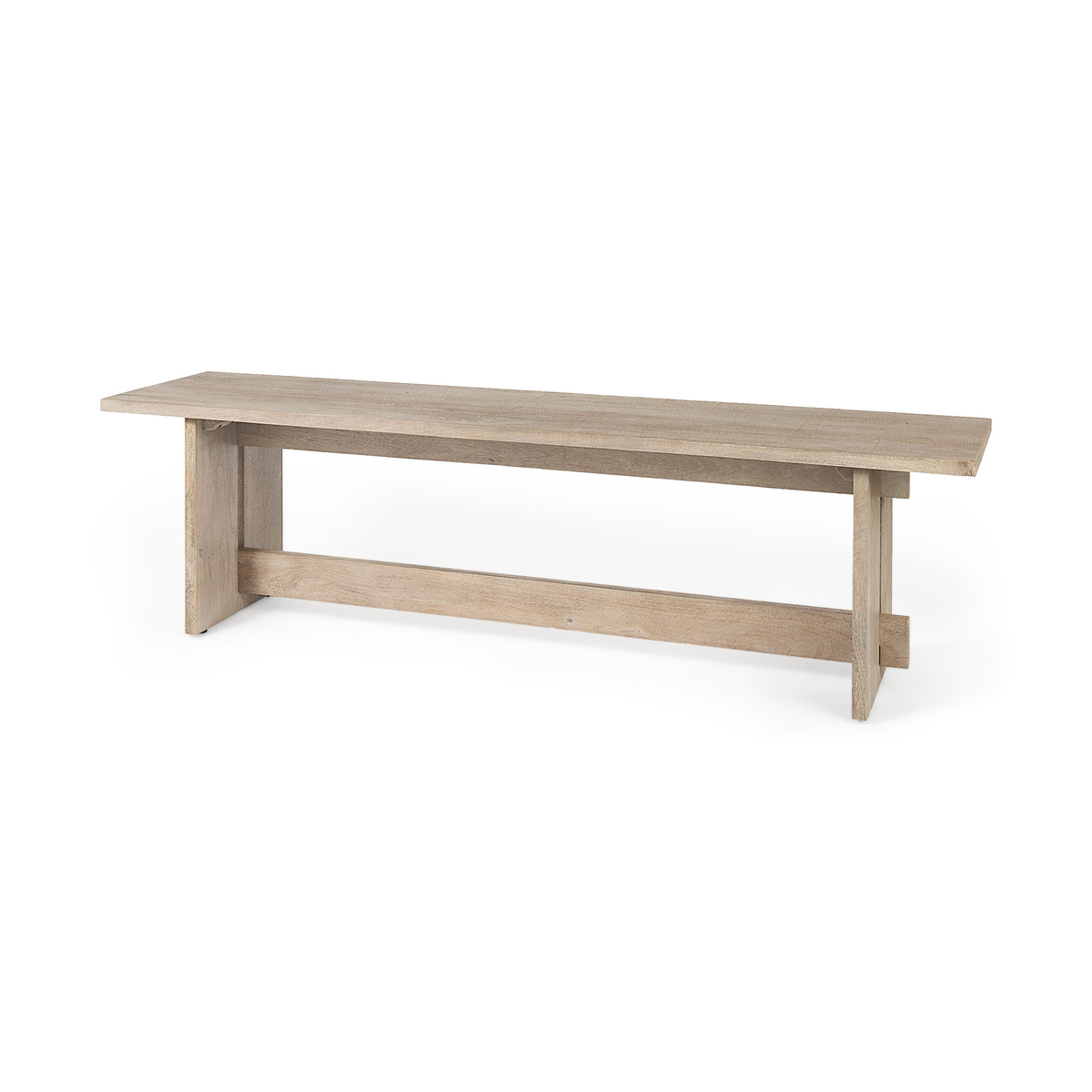 Aida Light Gray Wood Dining Bench - Ornate Home
