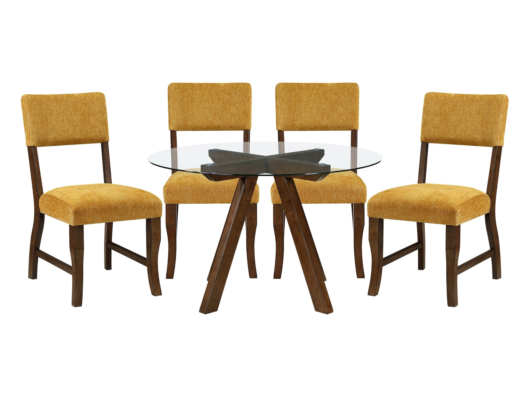 Aiden Mustard/Brown 5-Piece Dining Table Set - Ornate Home