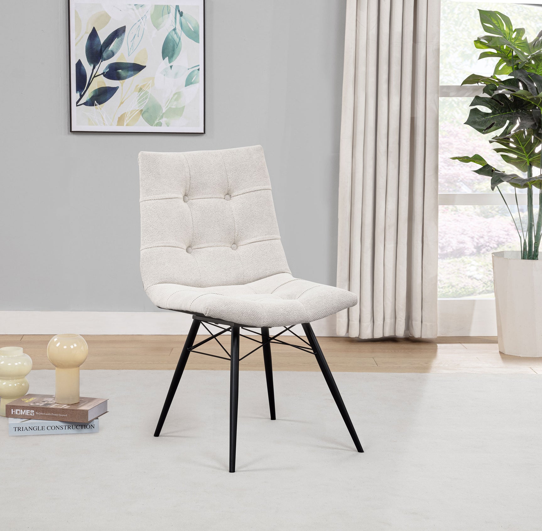 Aiken Saddle/Stone White Fabric Upholstered Dining Side Chair (Set of 4) - Ornate Home