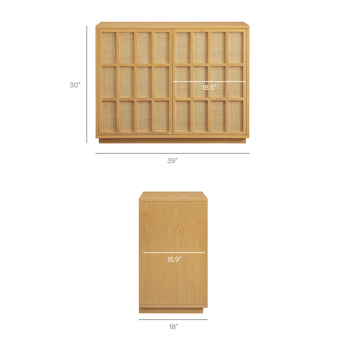 Aiko Light Oak 39 Inch Japandi Accent Cabinet - Ornate Home