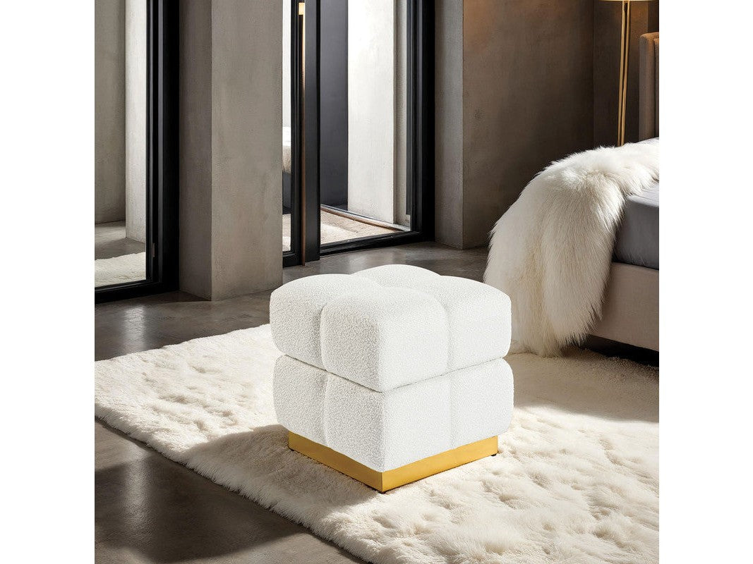 Aileen Beige Storage Stool - Ornate Home